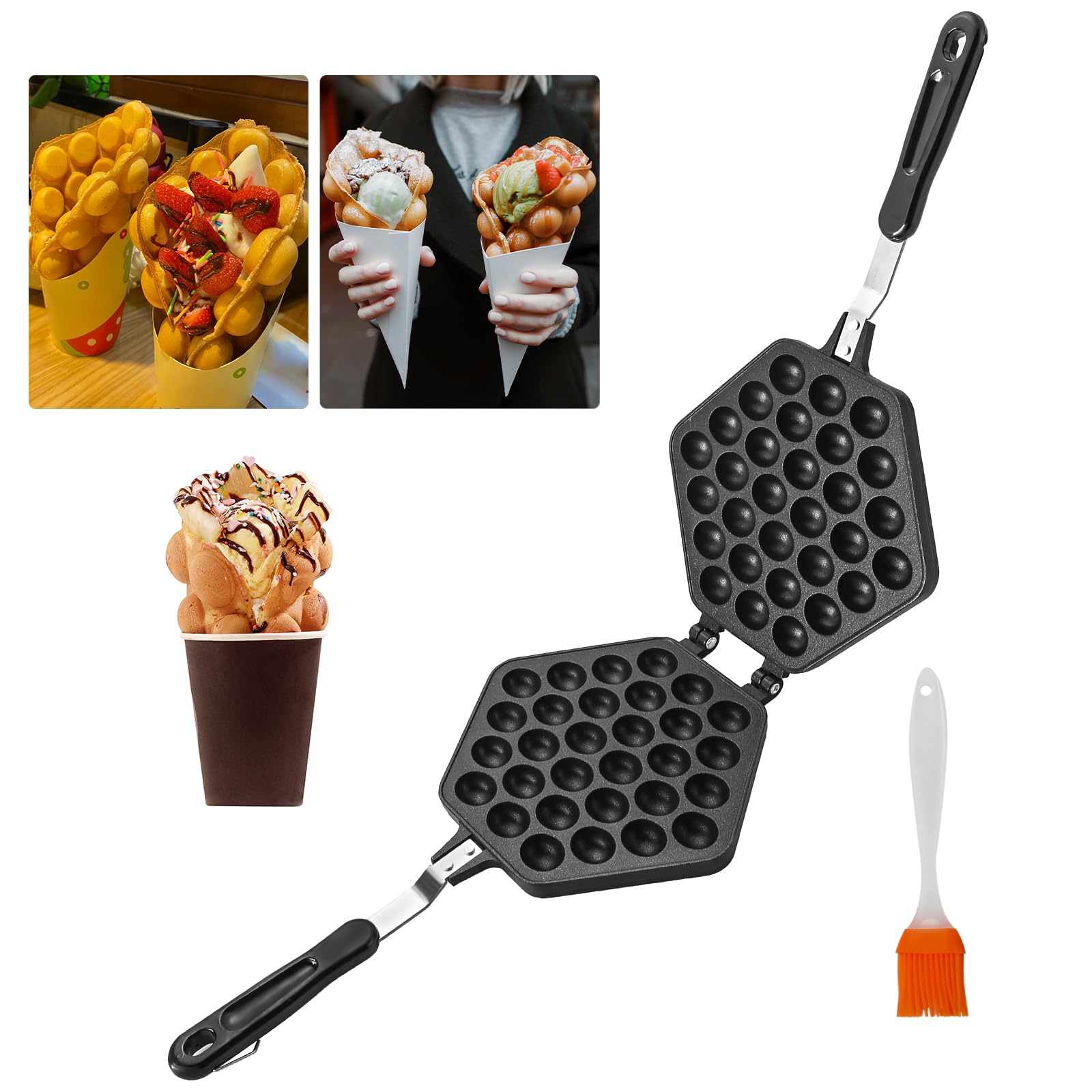 **Maopiner Bubble Waffle Maker - Non-Stick Double-Sided Egg Waffle Pan for Breakfast, Desserts & Snacks - Perfect for Home, Cafe, Restaurant & Cake Shops**    *(Use for homemade bubble waffles, street-style snacks, party desserts, or café menu additions!)*