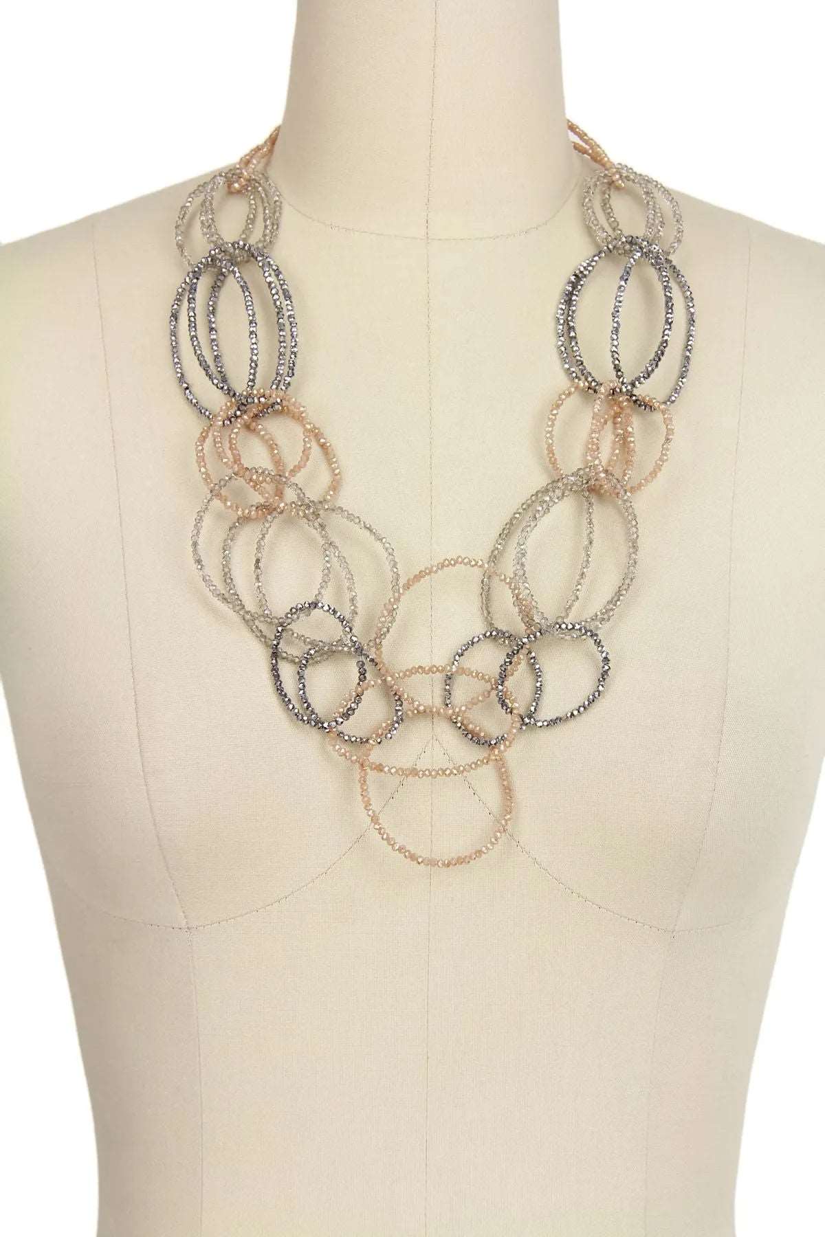 3 Layer Oval Crystal Beaded Necklace for Women - Elegant Layered Statement Jewelry for Party, Wedding & Evening Events