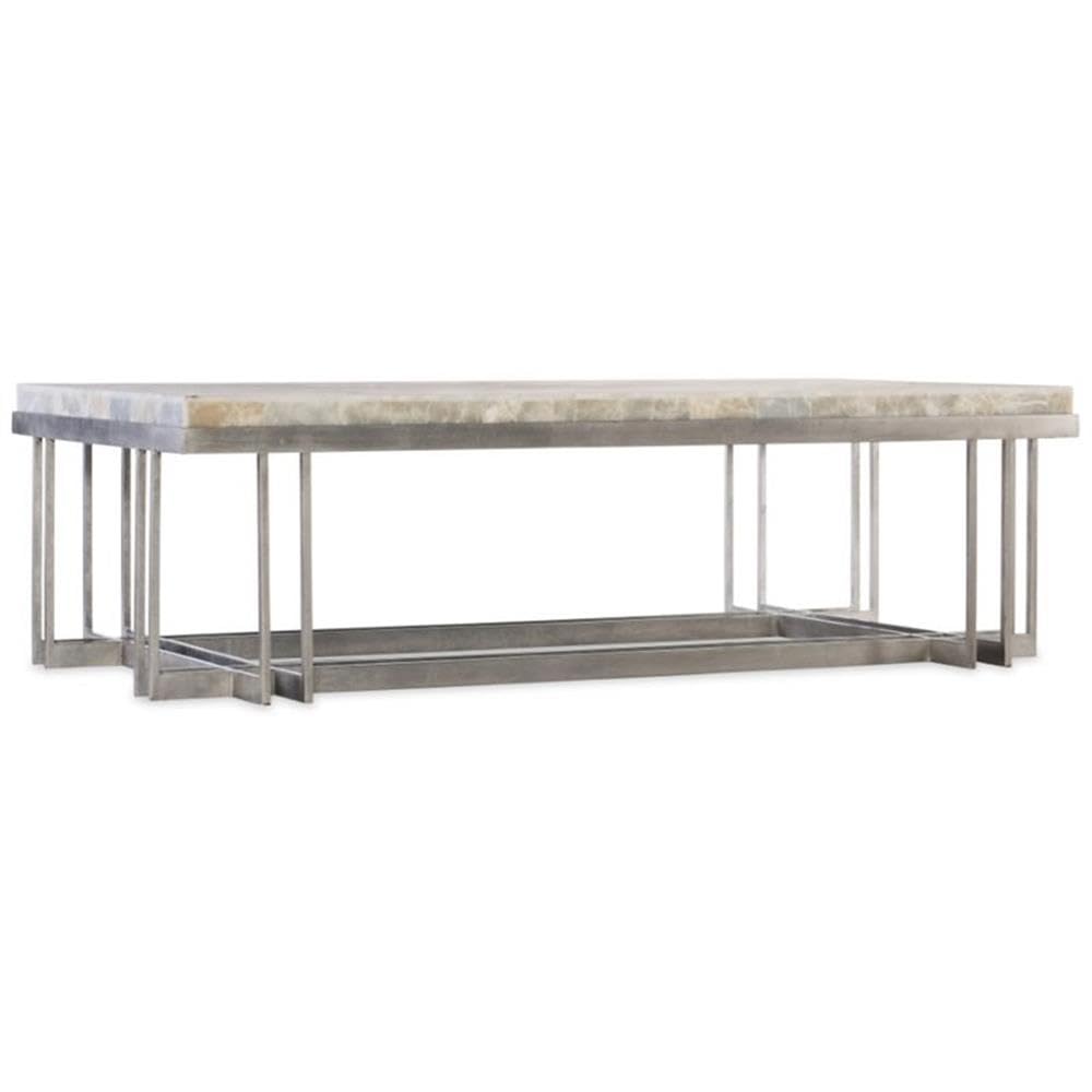 Hooker Furniture Melange Marin Onyx Top Coffee Table in Pewter - Modern Living Room Accent Table for Home Decor & Entertainment Spaces