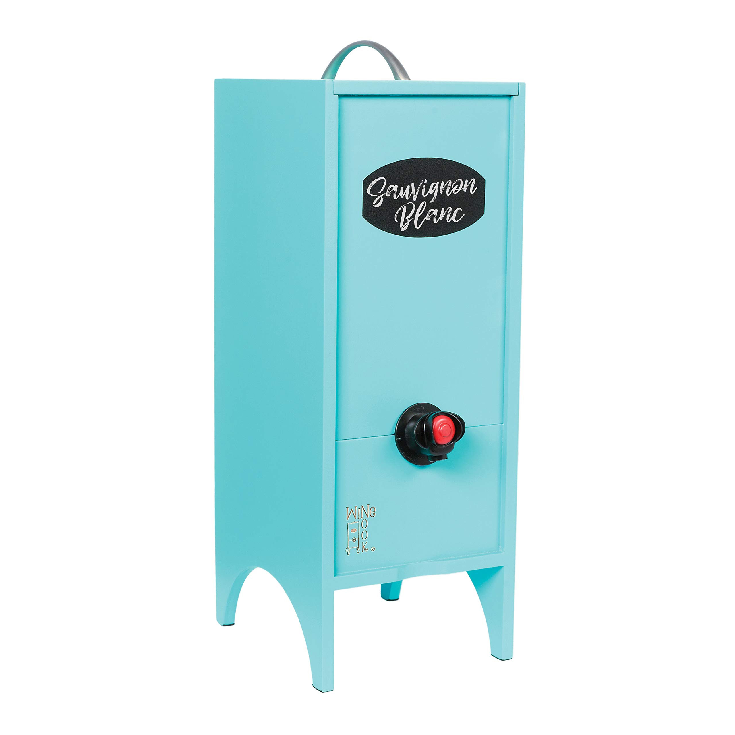 Turquoise 3L Decorative Wine Dispenser for Cocktails & Beverages - Kitchen Bar Countertop Storage Holder, Wine Party Carrier with Chalk | Perfect for Home Bars, Parties & Entertaining