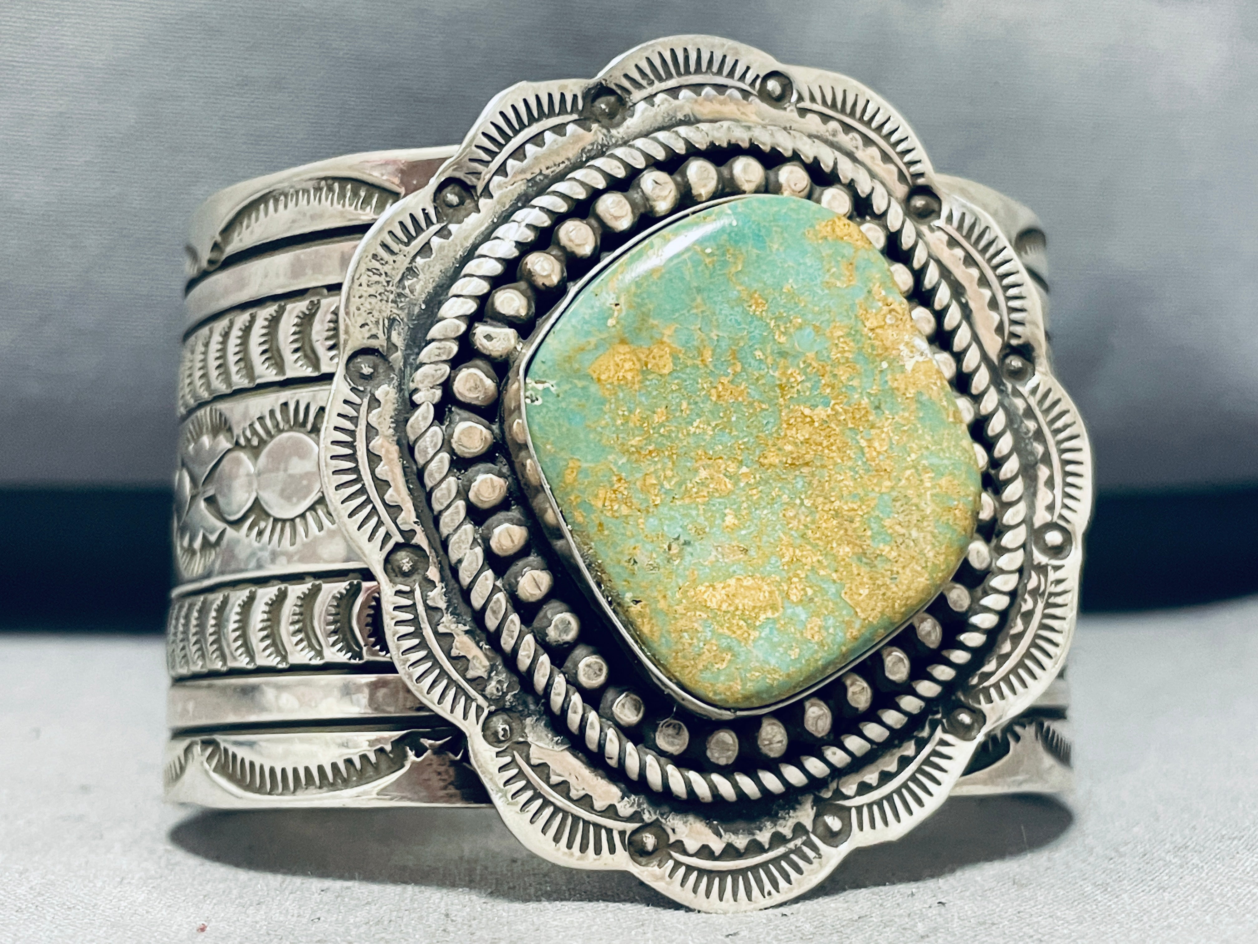 125 Gram Authentic Navajo Royston Turquoise Sterling Silver Handmade Signed Bracelet - Perfect for Boho Jewelry, Native American Fashion & Gift Giving