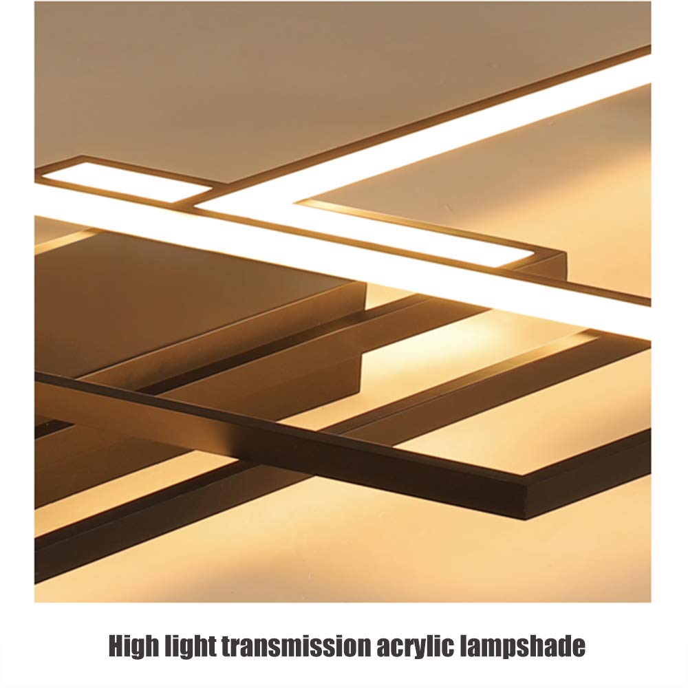Modern LED 3-Light Ceiling Fixture - Geometric Square Aluminum Pendant Light for Living Room, Bedroom & Office - Black & White (90x50x9cm) - Perfect for Contemporary Home & Workspace Lighting