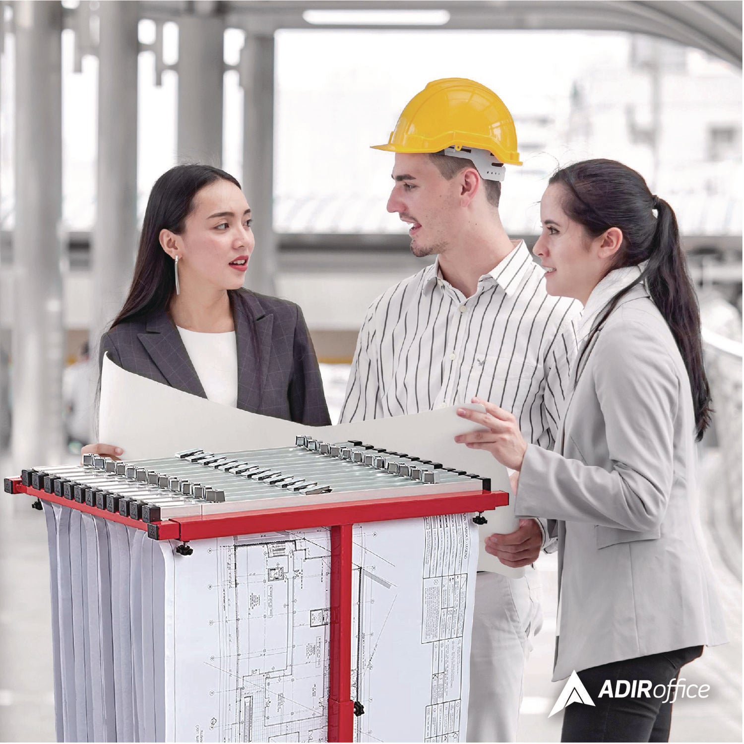 AdirOffice Blueprint Storage Cabinet - Steel Vertical Plan Center for Architectural Drawings & Large Documents (15x27 to 47.25x57 Inches) - Red - Perfect for Construction Sites, Engineering Offices & Design Studios