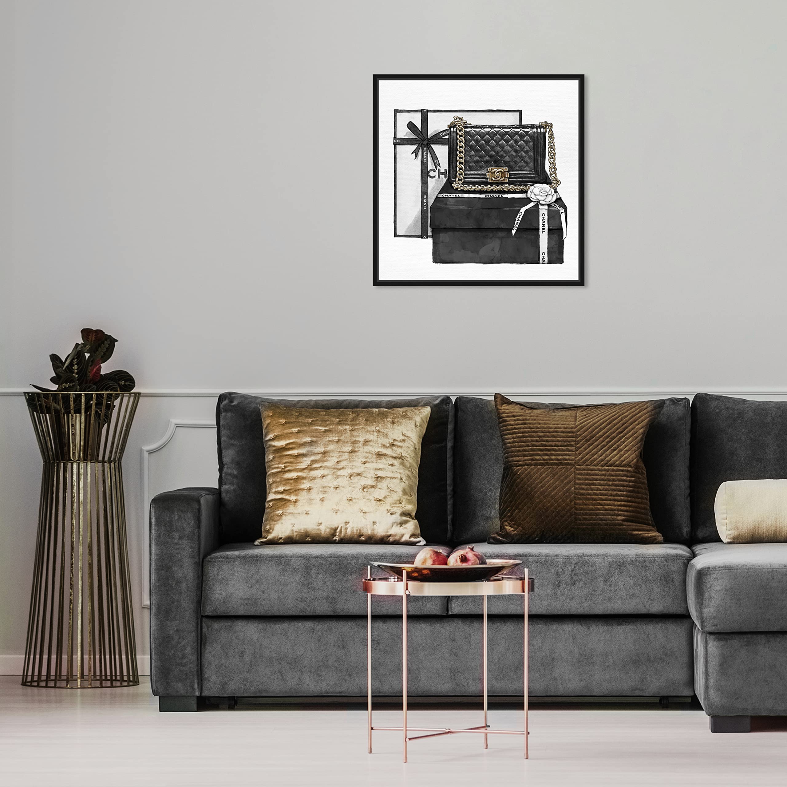 Oliver Gal Artist Co. Fashion & Glam Wall Art Canvas - Handbags Framed Print 16x16 Inch Black White - Perfect for Living Room, Bedroom & Office Decor