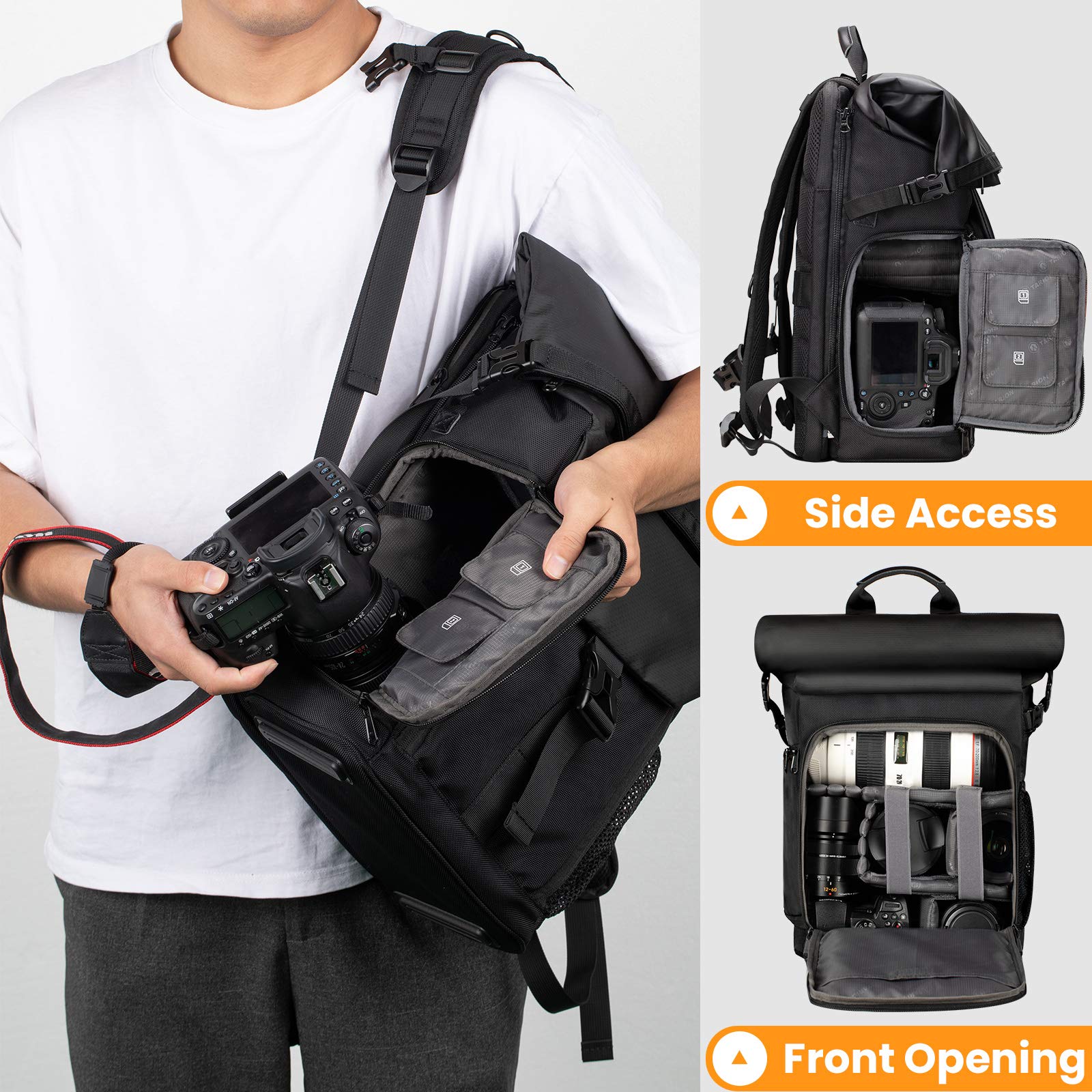 TARION Professional Camera Backpack - Waterproof DSLR/SLR Photography Bag with Anti-Shock Storage for Digital Cameras, Lenses & Accessories - Perfect for Travel, Hiking & Outdoor Photography