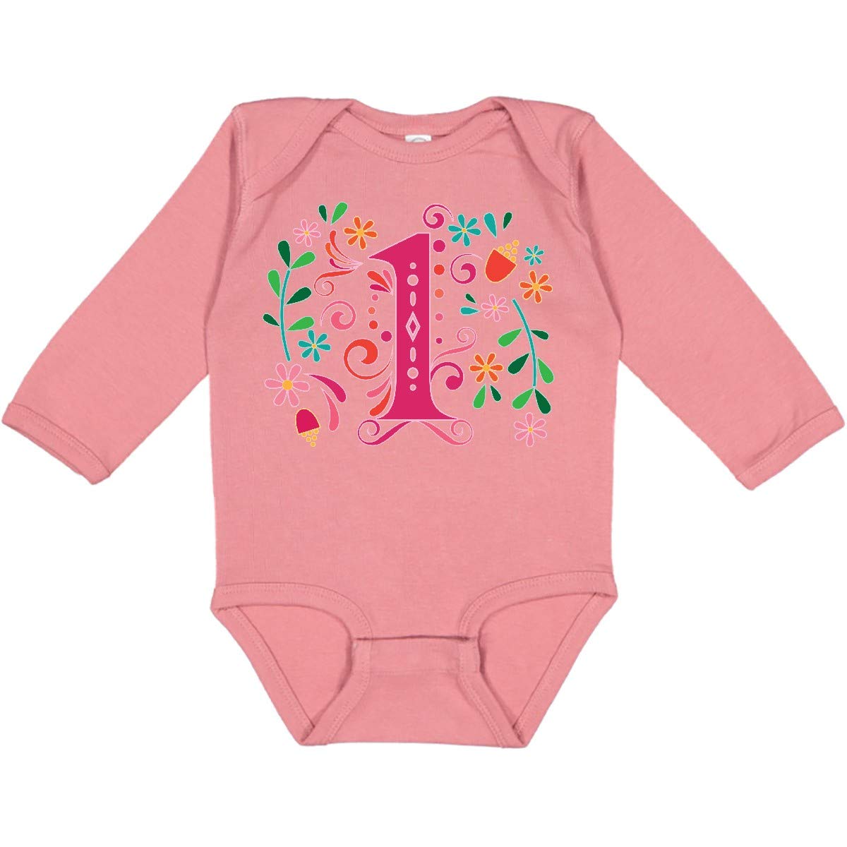 Inktastic 1st Birthday Outfit - Cute Long Sleeve Bodysuit for 1 Year Old Girls | Perfect for Birthday Parties, Photo Shoots & Special Occasions