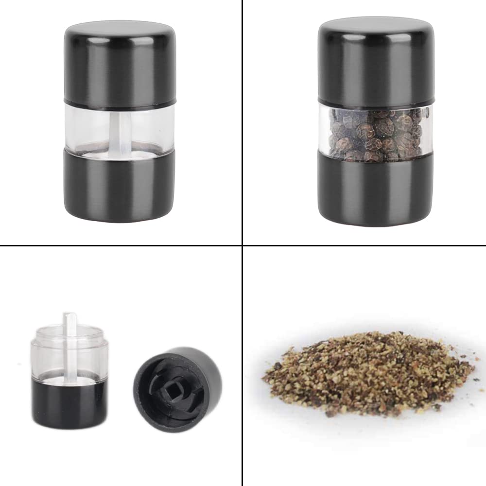 Premium Stainless Steel Sea Salt and Pepper Grinder Set - Adjustable Ceramic Spice Mill for Kitchen, Dining & Travel (2-Pack, Black) | Perfect for Home Cooking, Restaurants & Outdoor Picnics
