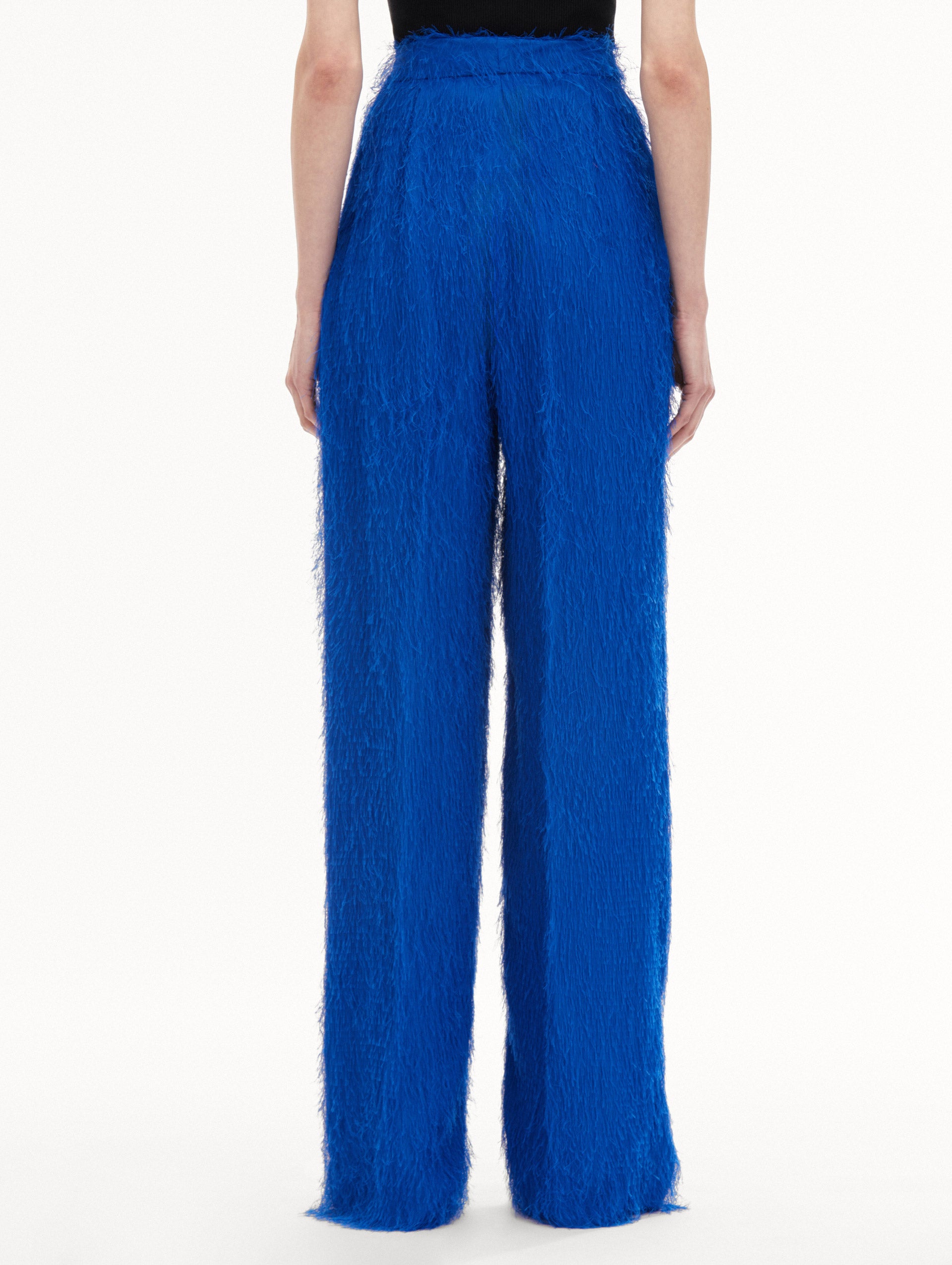 Stylish Fringe Fil Coupé Wide Leg Pants for Women - Boho Chic High Waisted Palazzo Trousers for Casual Outings & Festivals