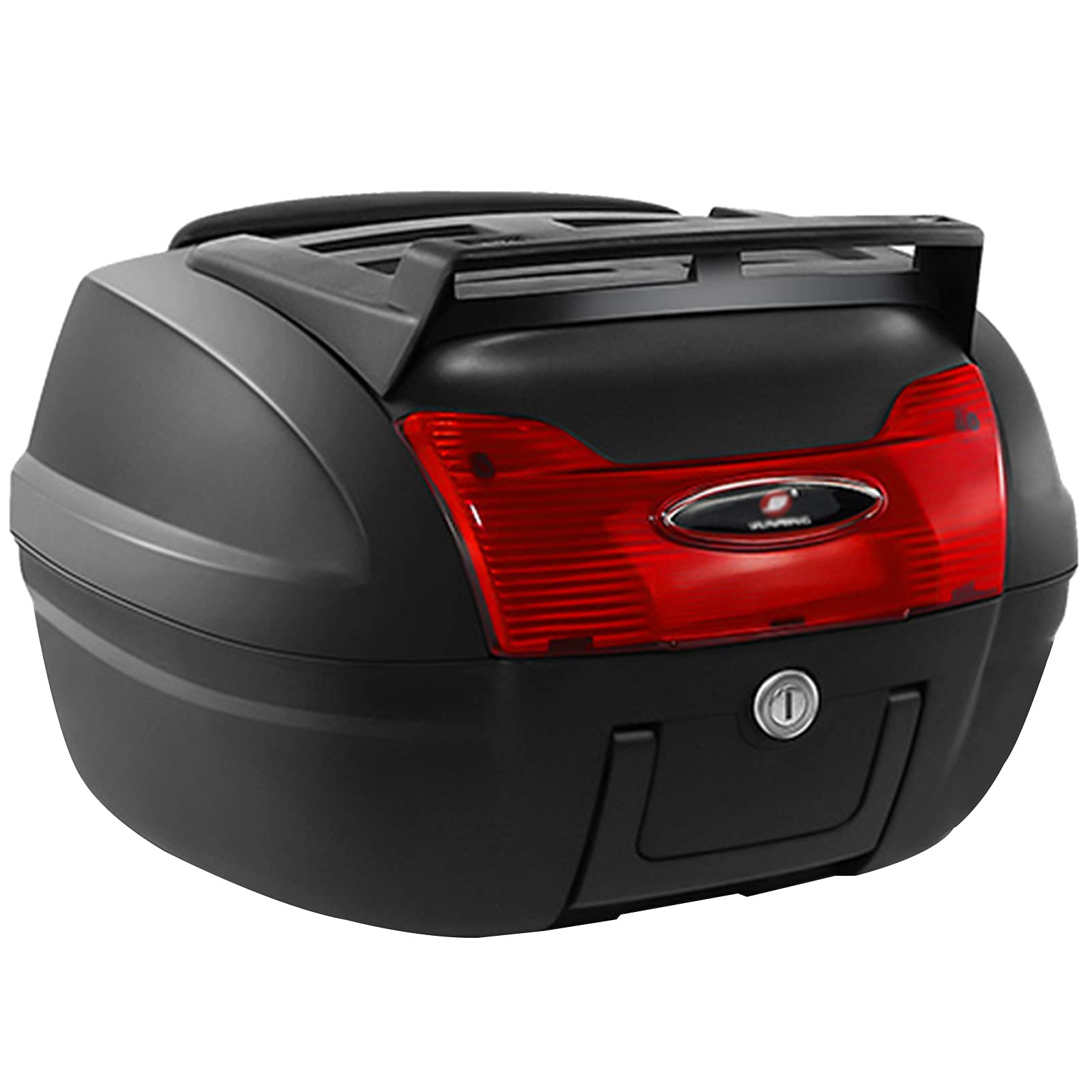 JKGHK 40L Motorcycle Top Box - Universal Quick-Release Helmet Storage Case for Scooters & Mopeds - Waterproof Touring Trunk with Mounting Hardware - Perfect for Commuting, Road Trips & Adventure Riding