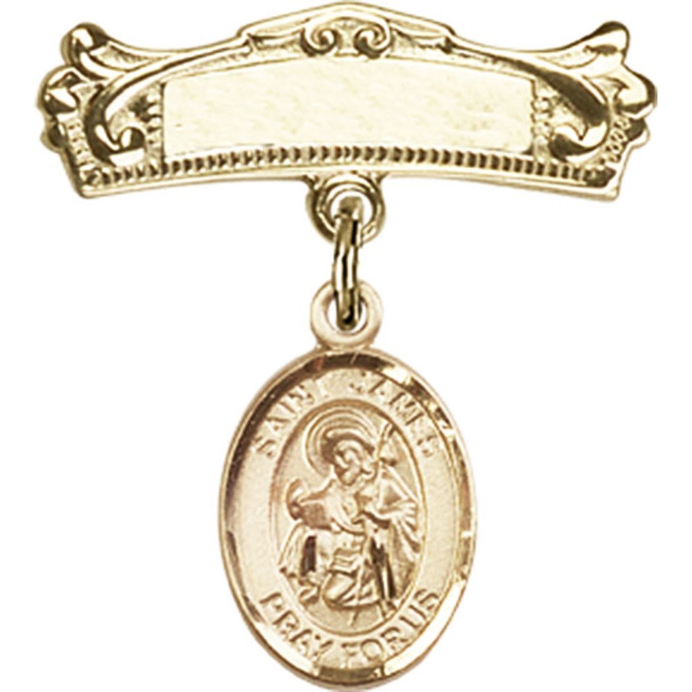 Gold Filled Baby Badge with St. James The Greater Charm - 7/8
