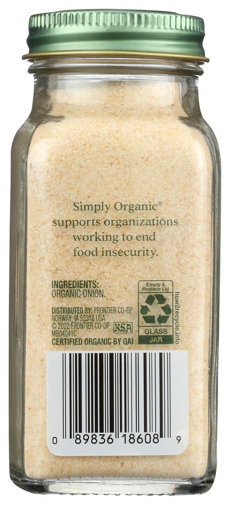 Organic White Onion Powder - Simply Organic, 3 oz Bottle (Pack of 2) | USDA Certified, Non-GMO, Gluten-Free | Perfect for Soups, Sauces & Seasoning Blends