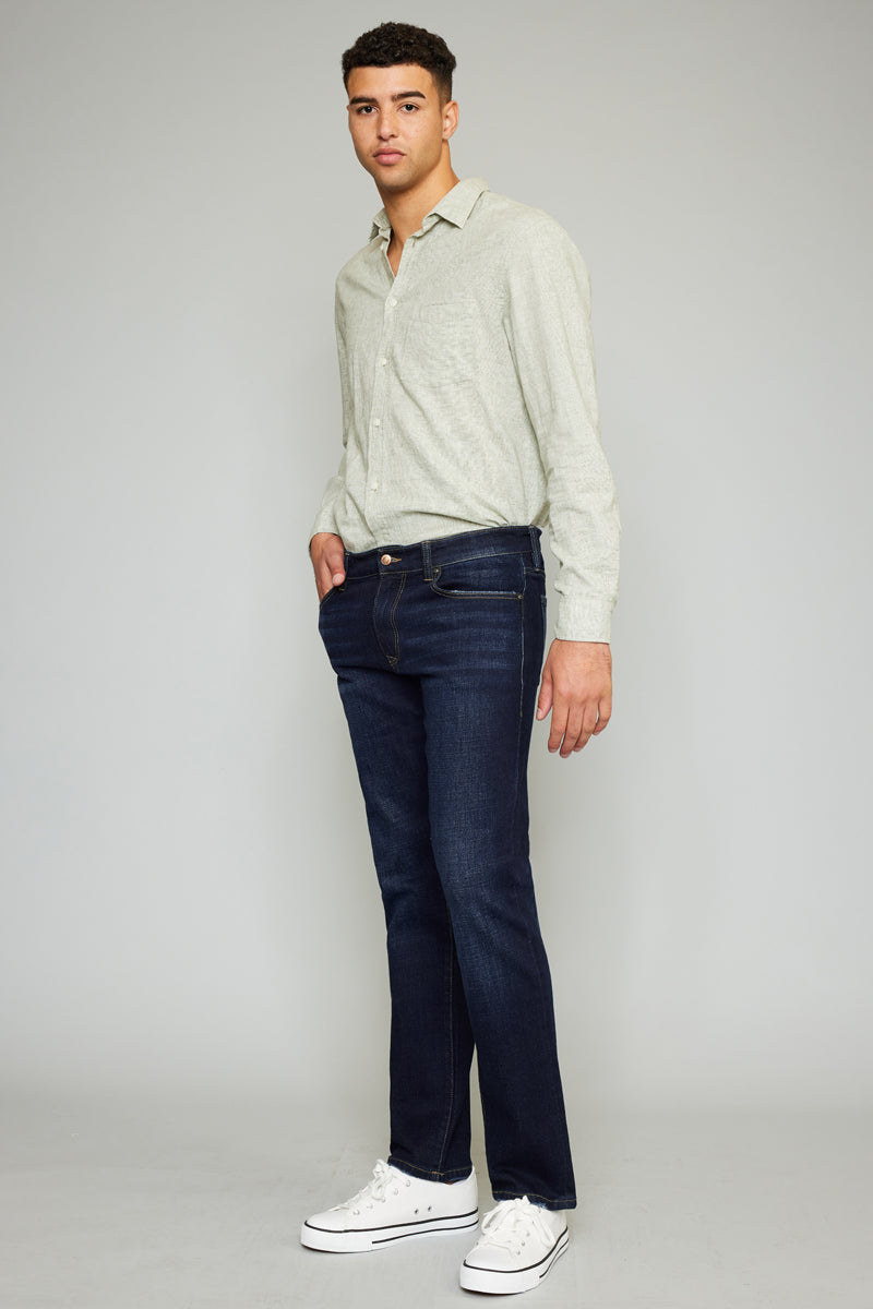 James Dark Wash Slim Straight Men's Jeans - Comfortable & Stylish for Casual Wear, Work & Everyday Outfits