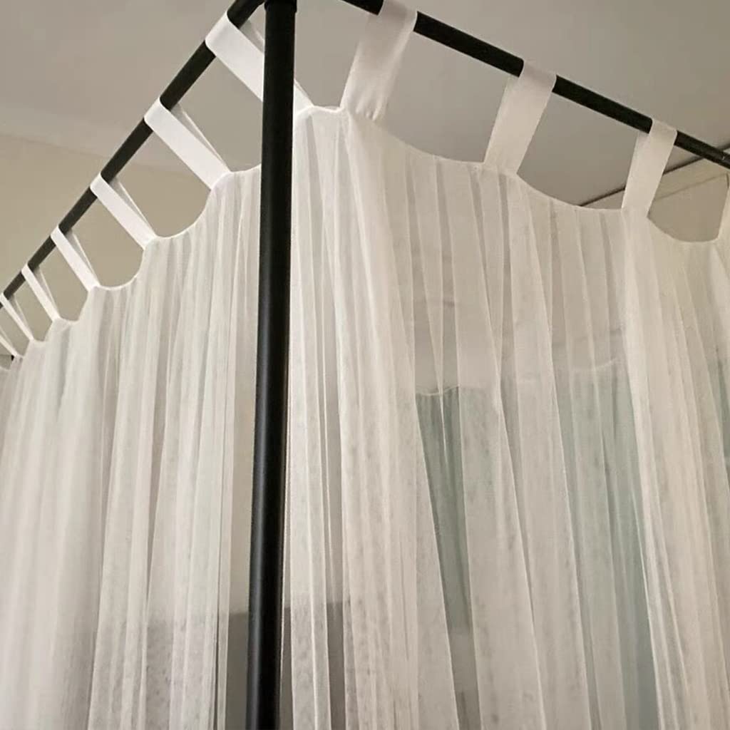 Elegant Luxury 4 Corner Post Mosquito Net for Full Size Bed - White Bed Canopy for Romantic Bedroom Decor & Insect Protection