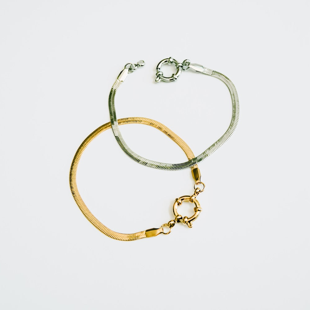 Hayden Herringbone Chain Bracelet for Women - 18K Gold Plated Stainless Steel, Waterproof & Tarnish Resistant - Elegant Jewelry Gift for Daily Wear, Parties & Special Occasions