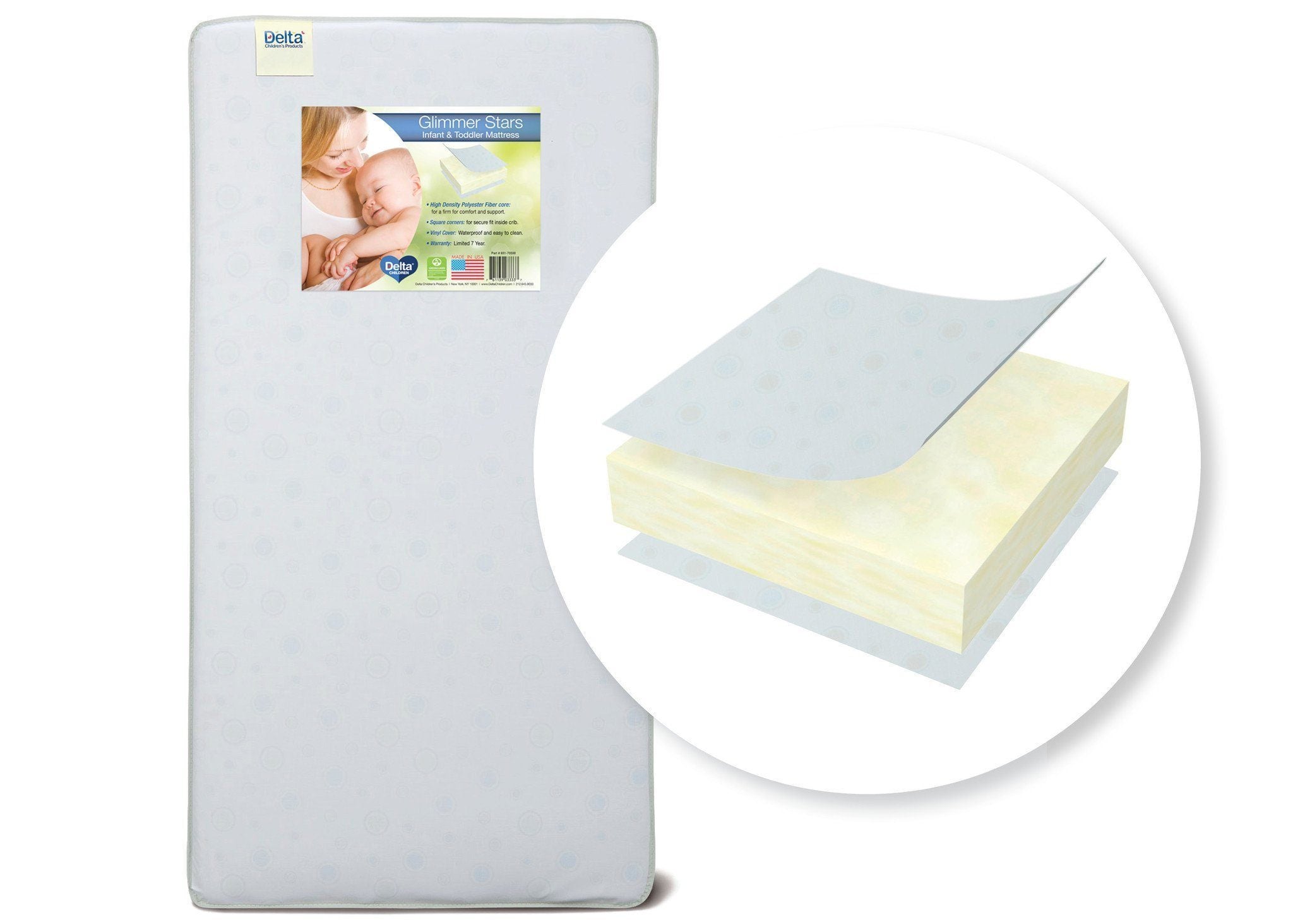 Glimmer Stars Waterproof Crib & Toddler Mattress - Hypoallergenic, Breathable Baby Mattress for Safe Sleep | Perfect for Nursery, Daycare & Travel Use