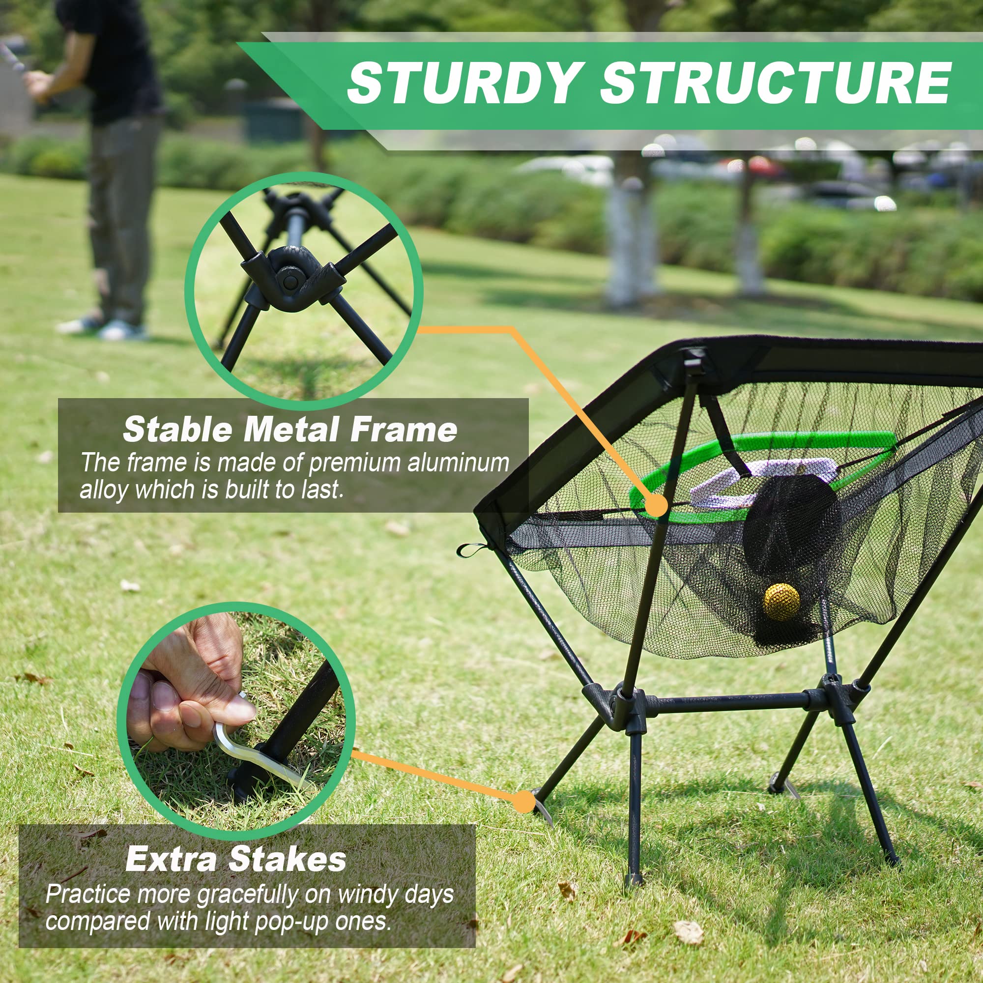 Premium Golf Chipping Net & Practice Green Set - Backyard Training Net with Mat, Target & Balls - Perfect for Outdoor Golf Games, Gifts & Backyard Practice