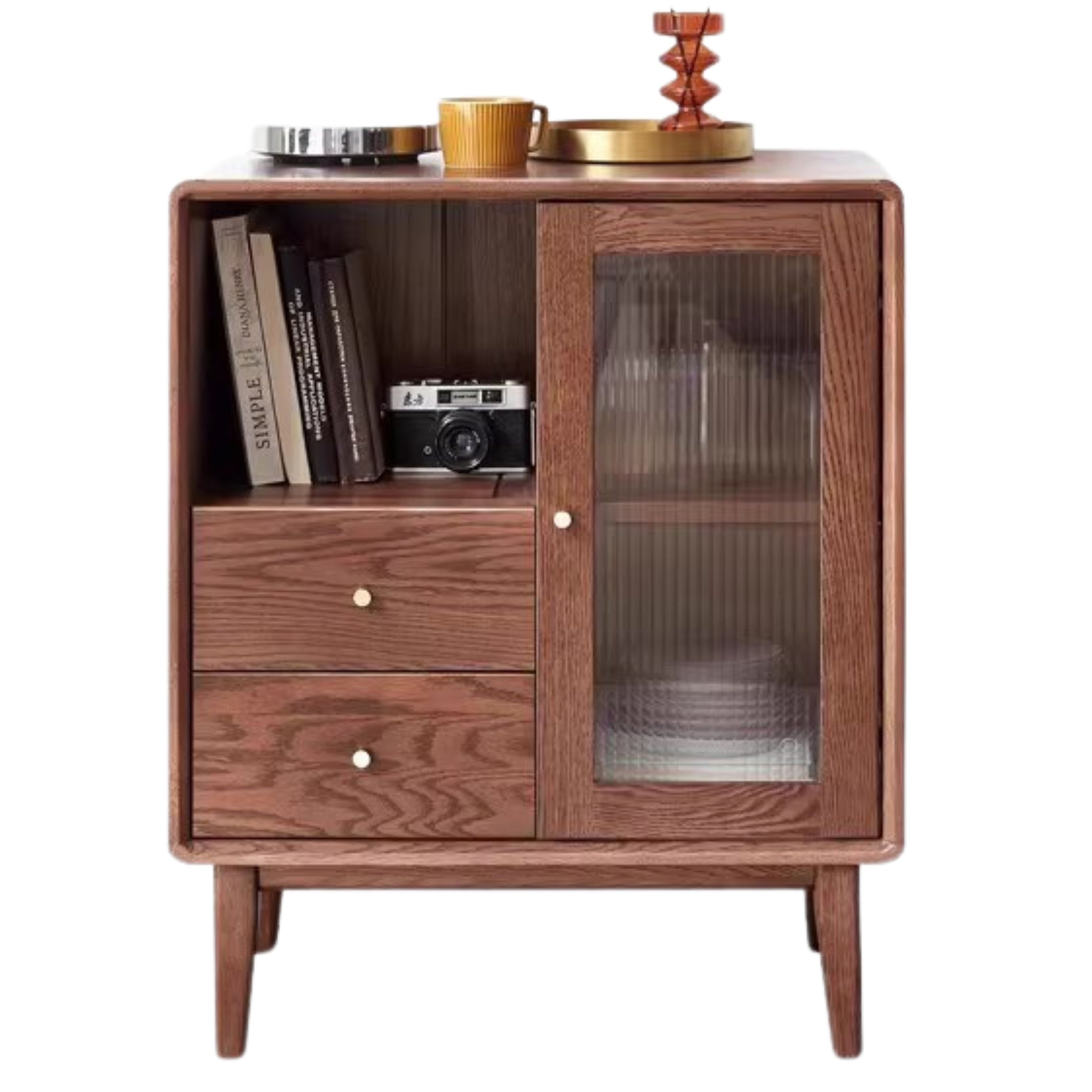 25.6x15.8x31.5nch / 65x40x80сm / Walnut color / wide edge cabinet