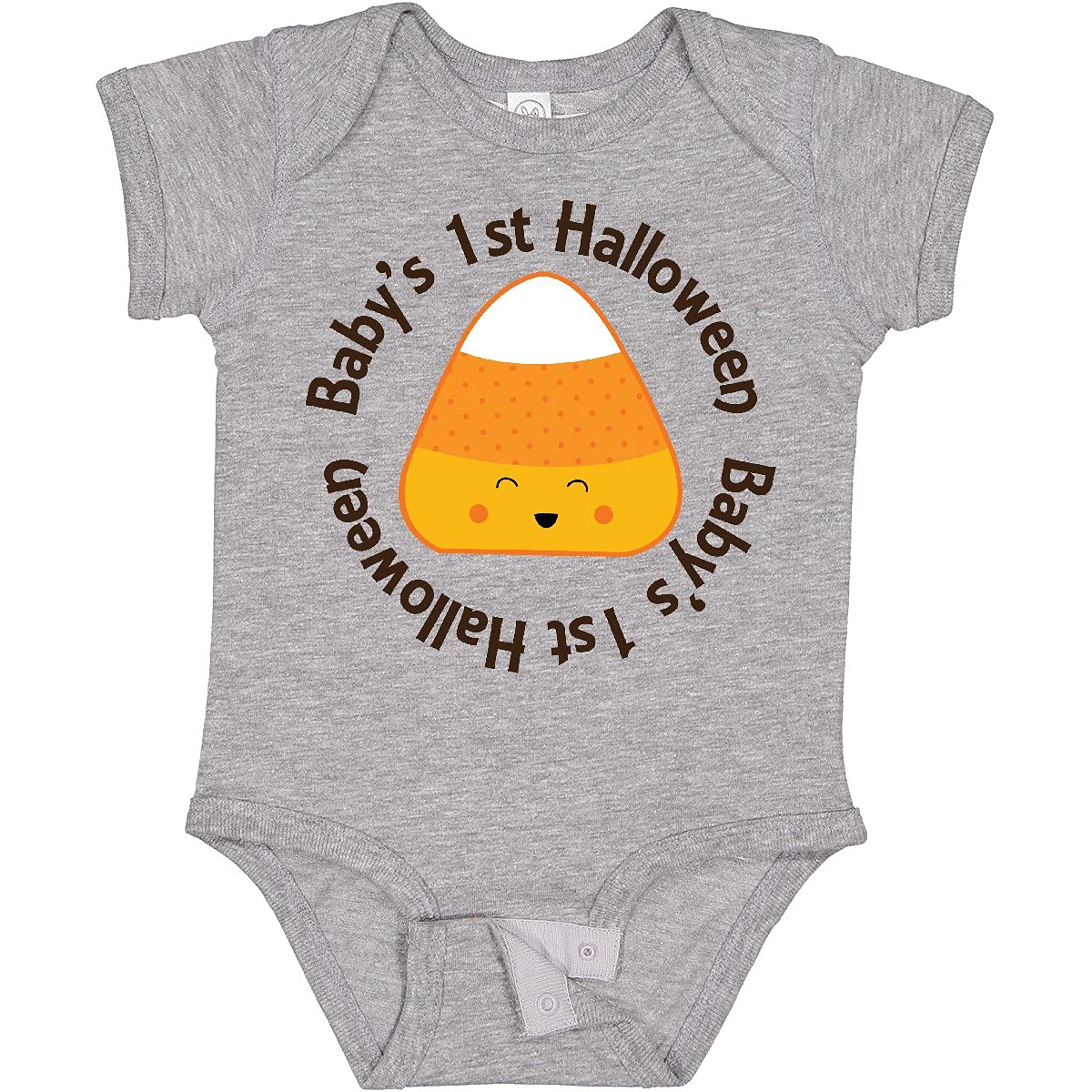 Inktastic First Halloween Candy Corn Baby Bodysuit - Cute Halloween Outfit for Babies & Toddlers - Perfect for Trick or Treating, Photo Shoots & Halloween Parties