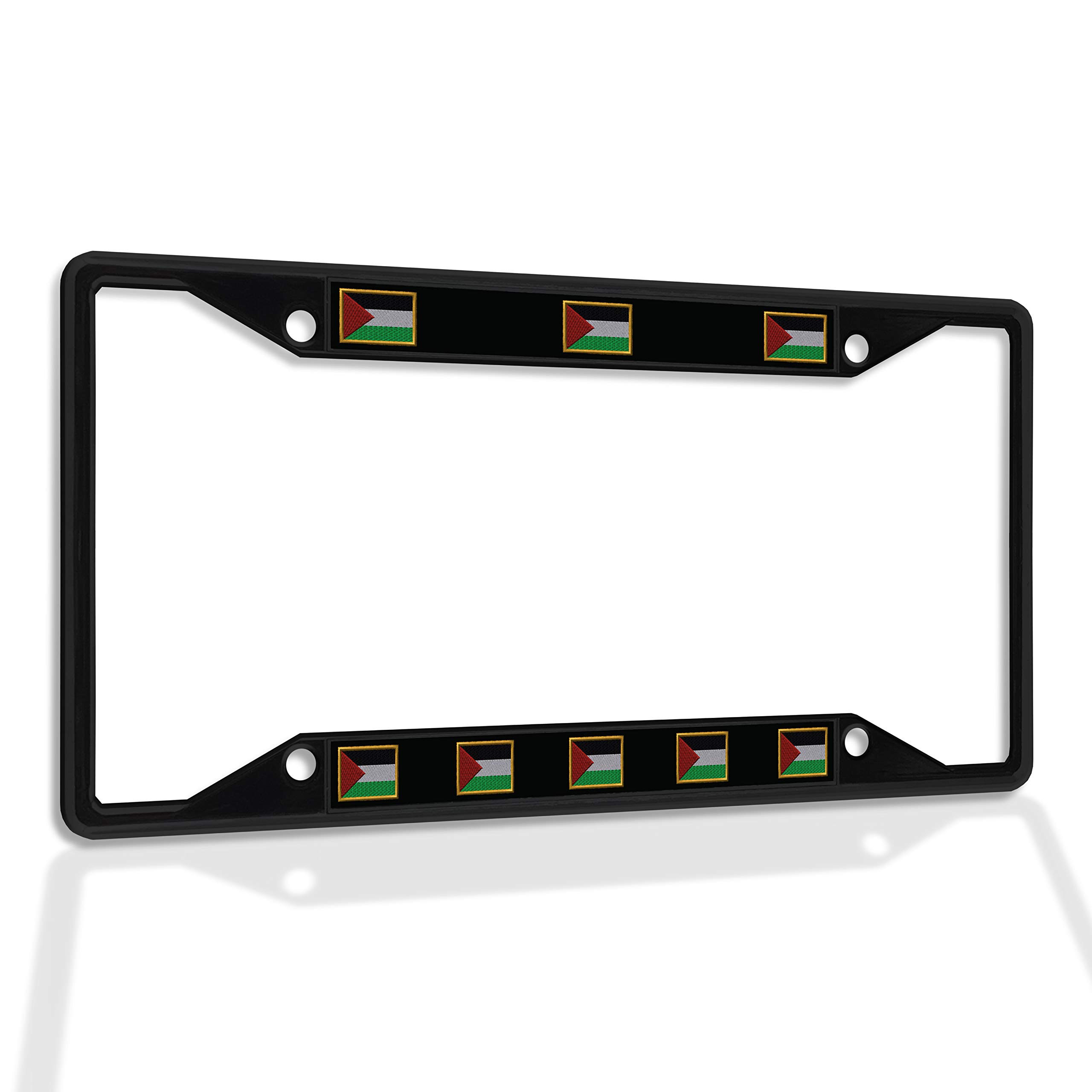 Premium Metal Insert License Plate Frame - Weatherproof & Durable Car Accessory (Black, 4 Holes, Solid Insert) - Perfect for Palestine Climate & Custom Car Styling