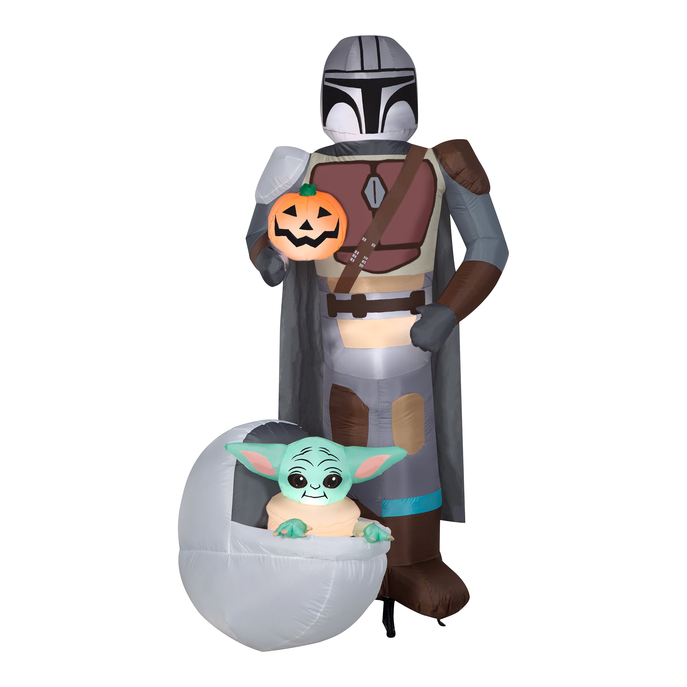 78-Inch Halloween Mandalorian and The Child with Pumpkin Airblown Inflatable Yard Decoration - Perfect for Outdoor Halloween Party Decor and Holiday Display