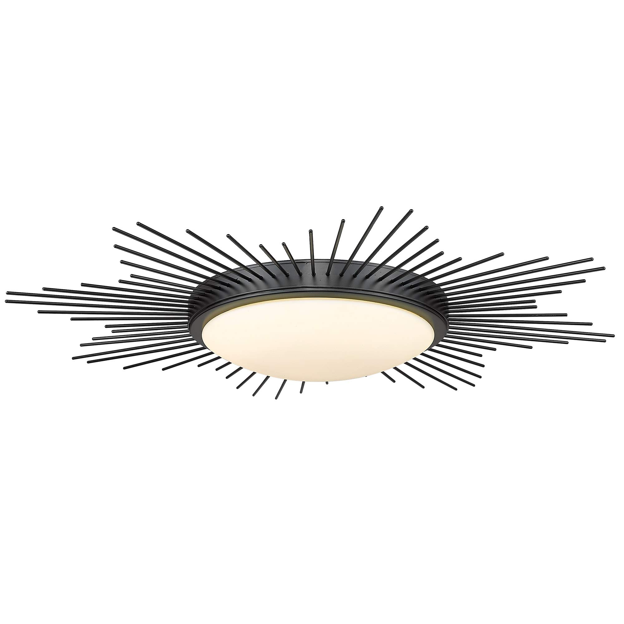 Golden Lighting Kieran Flush Mount Ceiling Light - Matte Black Finish with Opal Glass Shade - Perfect for Bedroom, Hallway, and Entryway Lighting