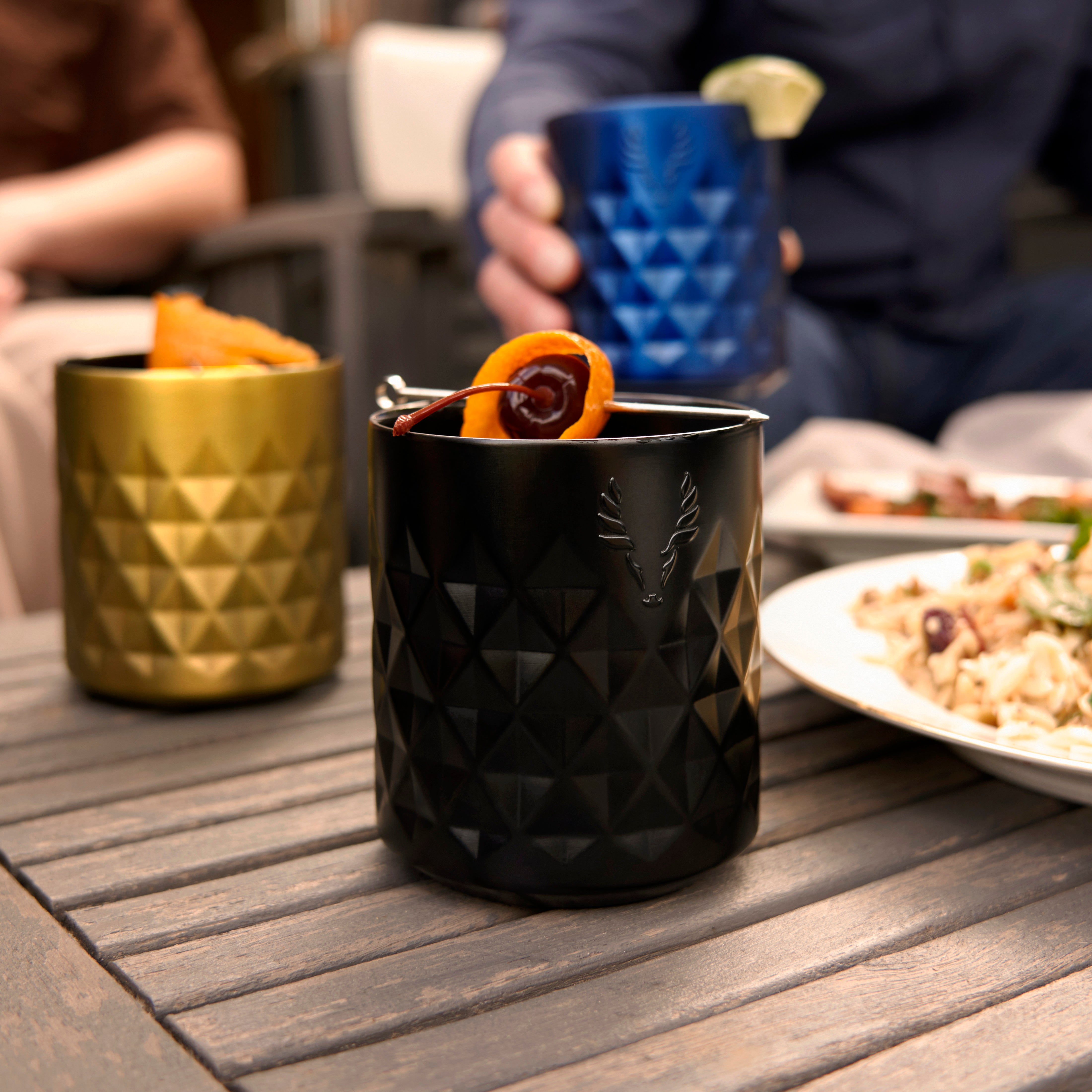 Premium Stainless Steel Rocks Tumbler - 20oz Insulated Whiskey Glass with Lid - Obsidian Black - Perfect for Bourbon, Scotch & Cocktails at Home, Office or Outdoor Adventures