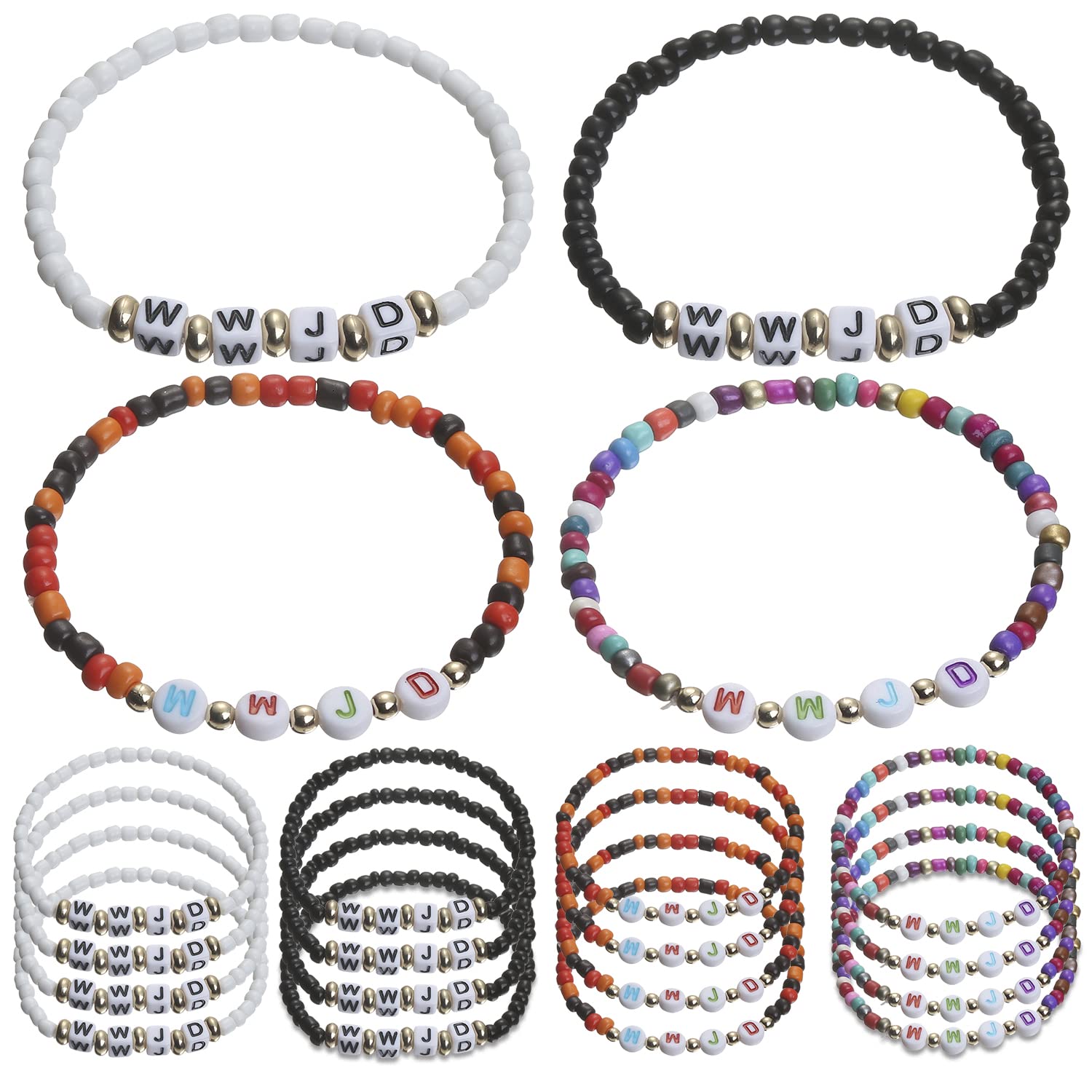 Taouzi 20-Pack WWJD Bracelets - What Would Jesus Do Beaded Elastic Wristbands for Women & Girls | Christian Faith Jewelry, Bible Study Accessories, Youth Group Gifts