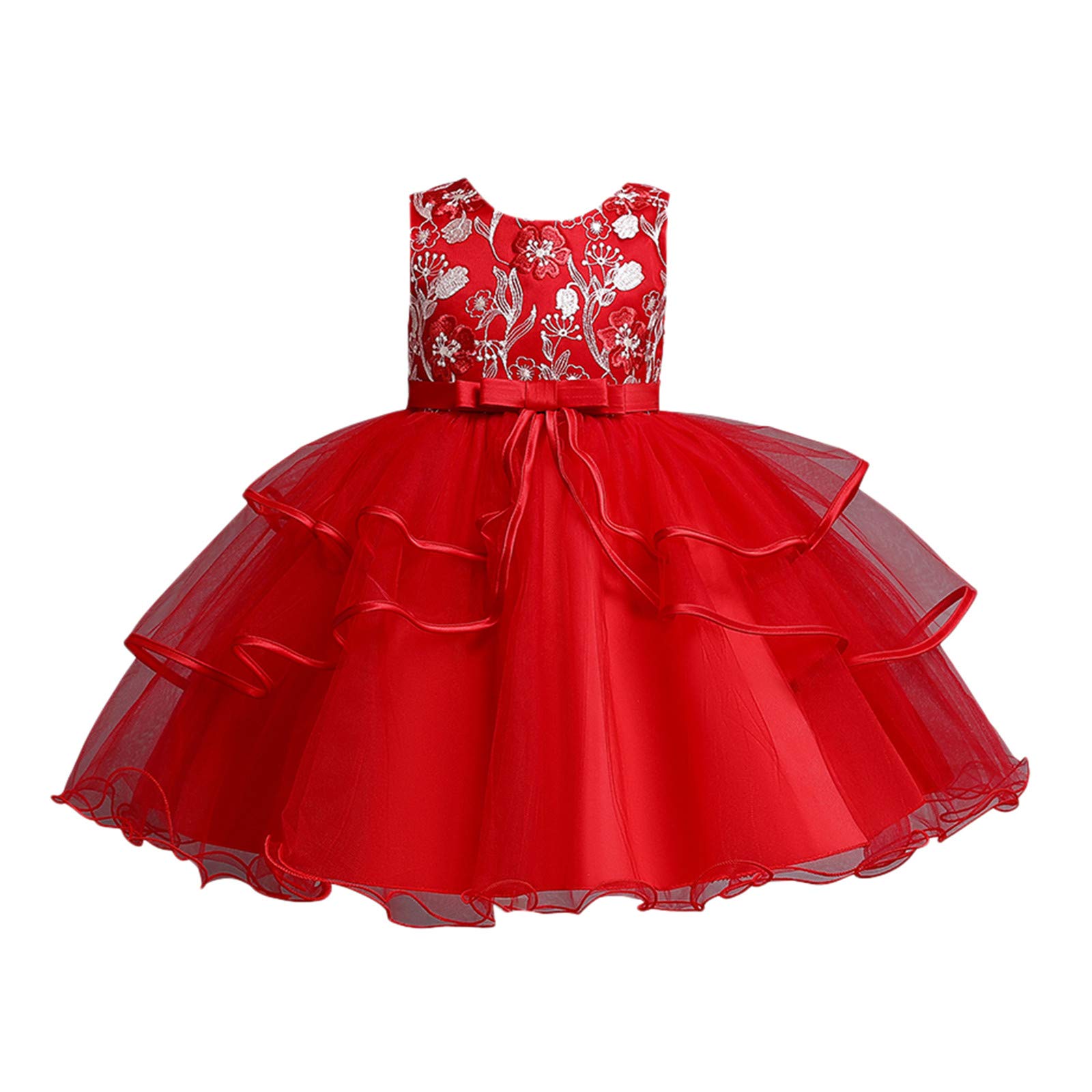 **Red Lace Sleeveless Princess Gown for Toddler Girls – Elegant Tulle Party Dress for Birthday, Pageant & Cosplay**