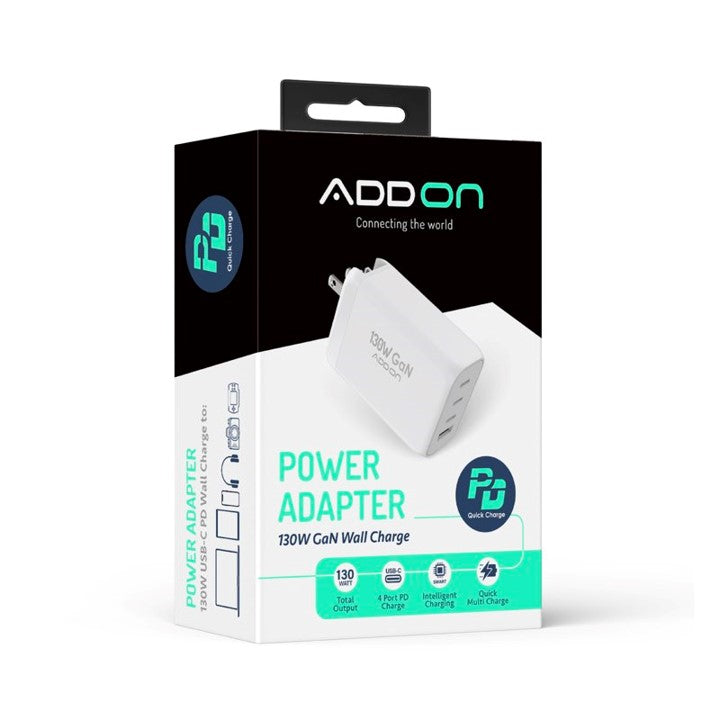130W GaN 4-Port USB C Wall Charger Fast Charging Adapter - Compact & Powerful for iPhone 15/14/13, Samsung Galaxy, iPad, MacBook | Perfect for Home, Office & Travel