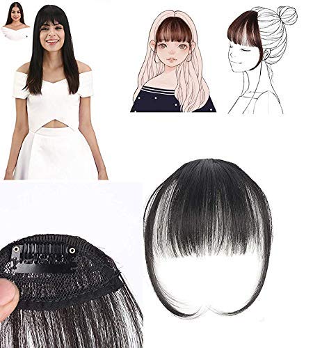 TREXEE Clip-On Hair Bangs | Natural Front Hair Fringe Extension | Women & Girls Wig Band Headband | Perfect for Cosplay, Costume Parties & Everyday Styling