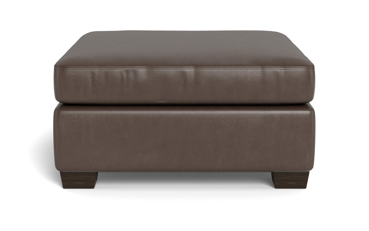 Genuine Leather Storage Ottoman with Tufted Top - Footrest, Coffee Table & Extra Seating for Living Room, Bedroom & Office