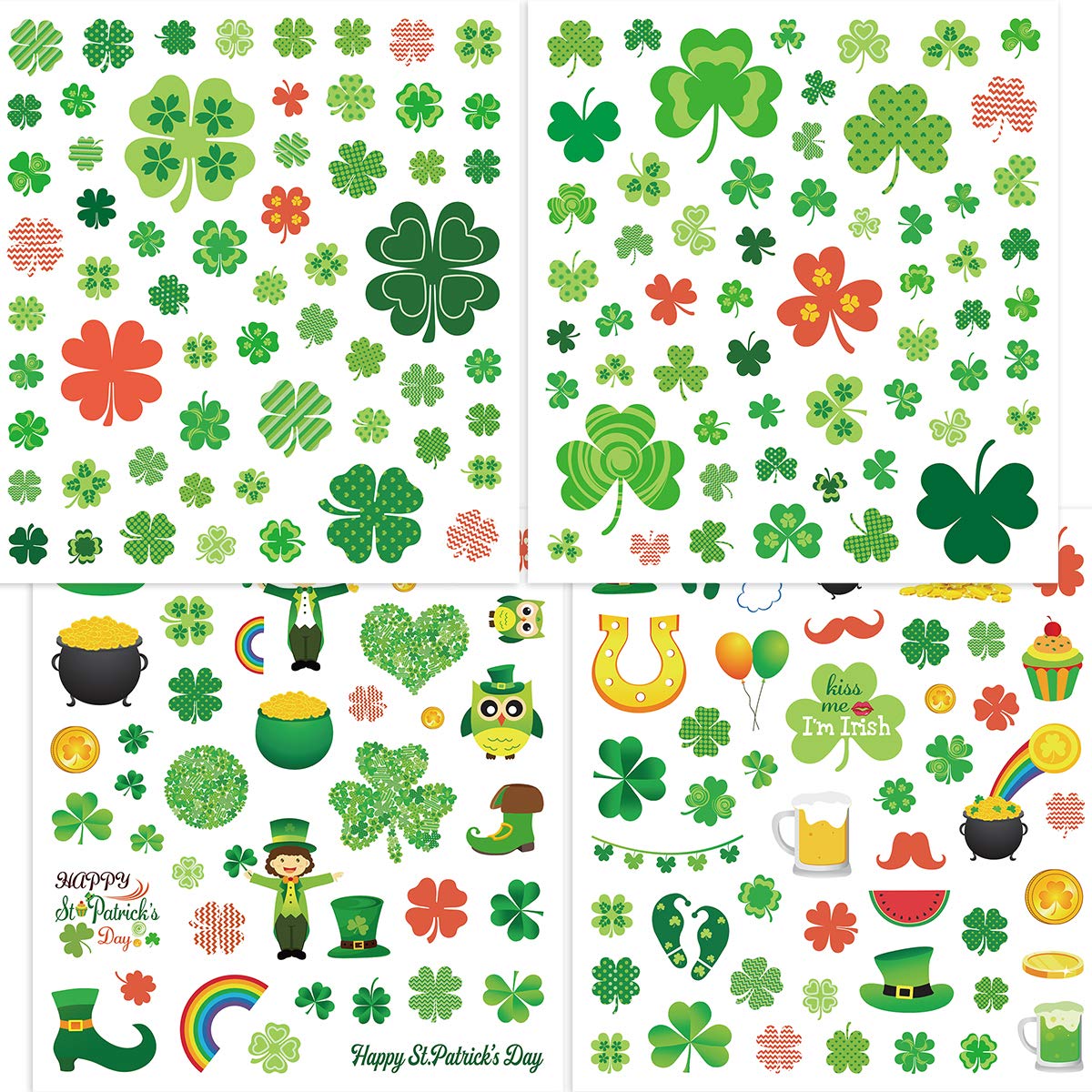400 Pcs St. Patrick's Day Shamrock Stickers for Kids - 8 Sheets Party Decorations, DIY Crafts, Scrapbooking, Classroom Activities & Irish-Themed Celebrations