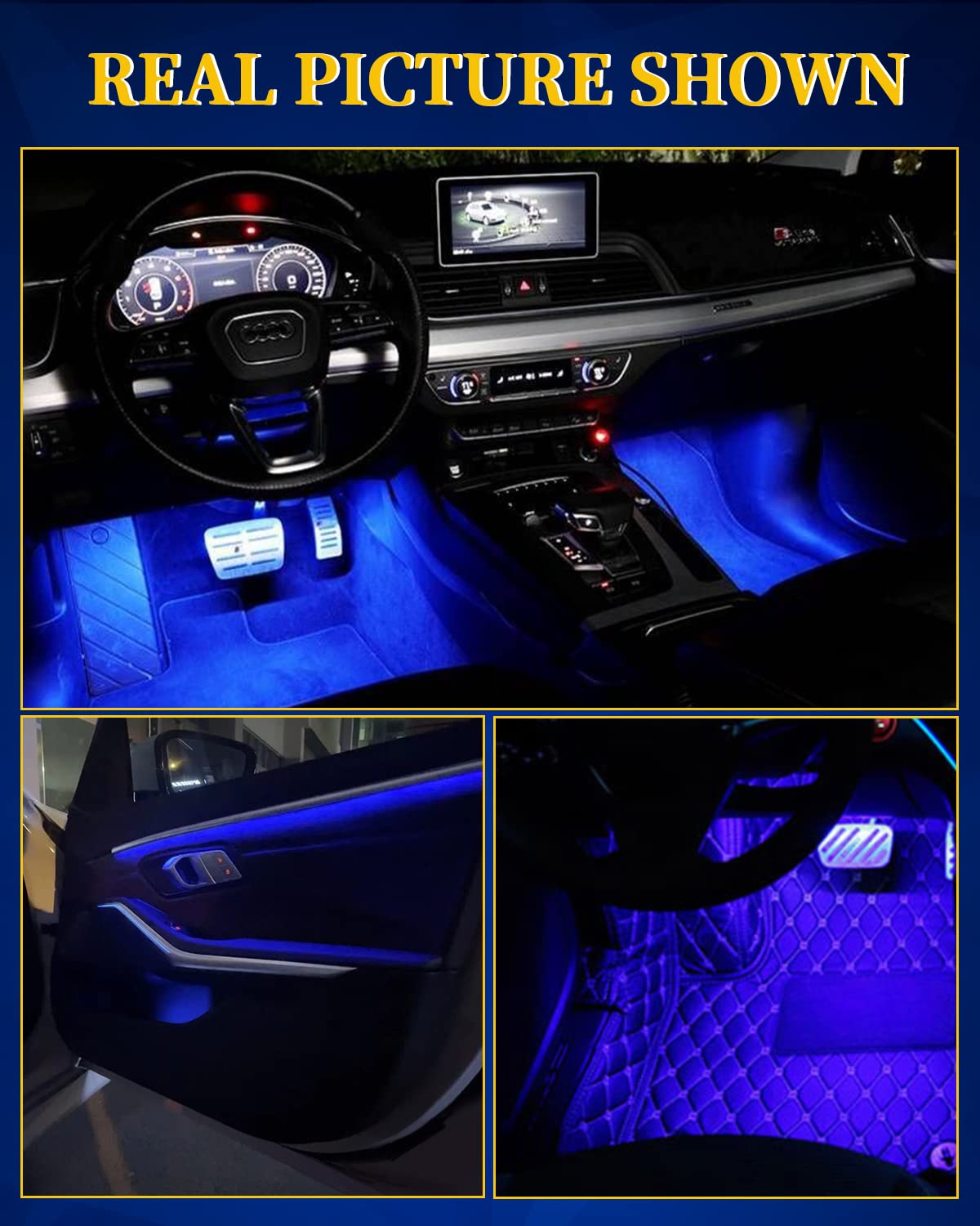 30CM 15 SMD IP67 Waterproof Blue LED Light Strip for Cars, Trucks, Motorcycles, Boats & Golf Carts - 6PCS with 3M Tape - Perfect for Interior Lighting, Underglow Effects & Home Decoration