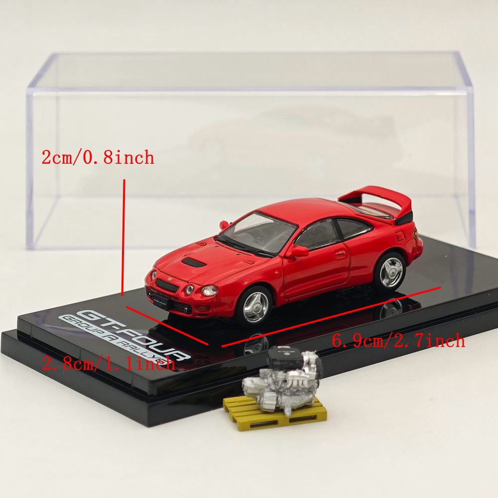 1/64 Scale Toyota Celica GT-Four ST205 WRC Edition Diecast Model Car - Red Collectible with Detailed Engine - Perfect for Car Enthusiasts & Toy Collectors - Great Gift for Racing Fans & Display in Home/Office Collections