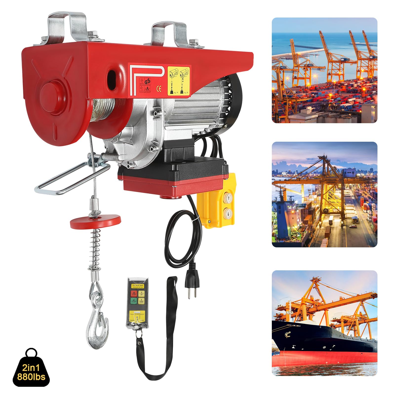 110V Electric Wireless Hoist Winch - 880Lbs Capacity Remote Control Crane Lift for Factory, Garage, Warehouse, Construction & Mining | Heavy Duty Lifting Equipment for Industrial & Home Use
