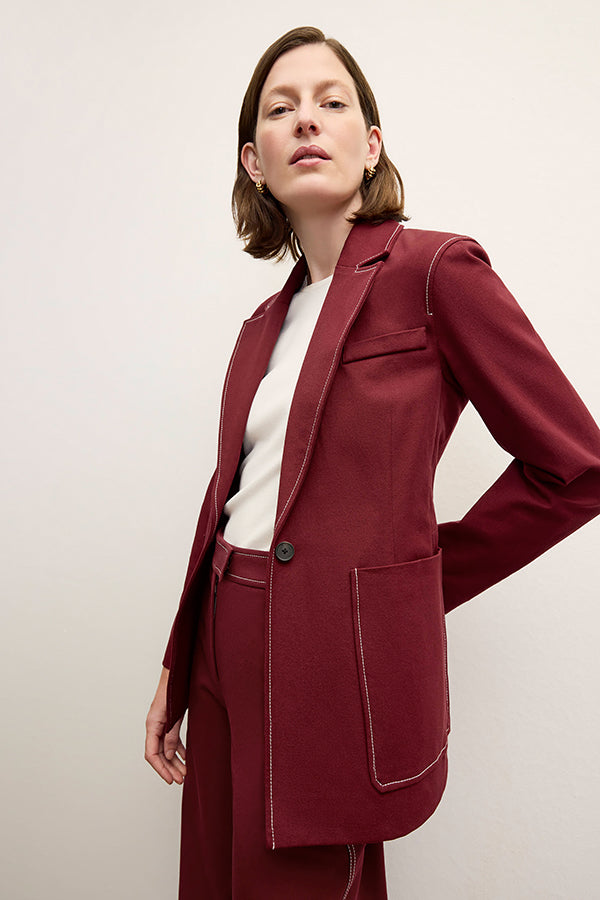 Grenville Jacket - Eco-Friendly Contrast Stitch Denim Alternative in Berry Jam Color | Perfect for Casual Outings & Outdoor Adventures