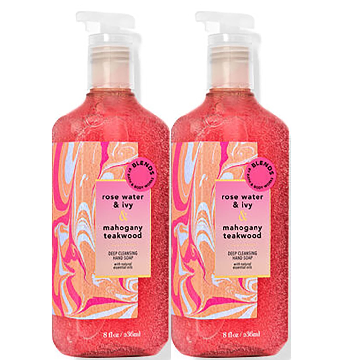 Bath & Body Works Rose Water & Ivy & Mahogany Teakwood Hand Soap - 8 Fl Oz (Pack of 2) | Moisturizing Gel Hand Wash for Soft Skin | Perfect for Home, Kitchen & Bathroom Use