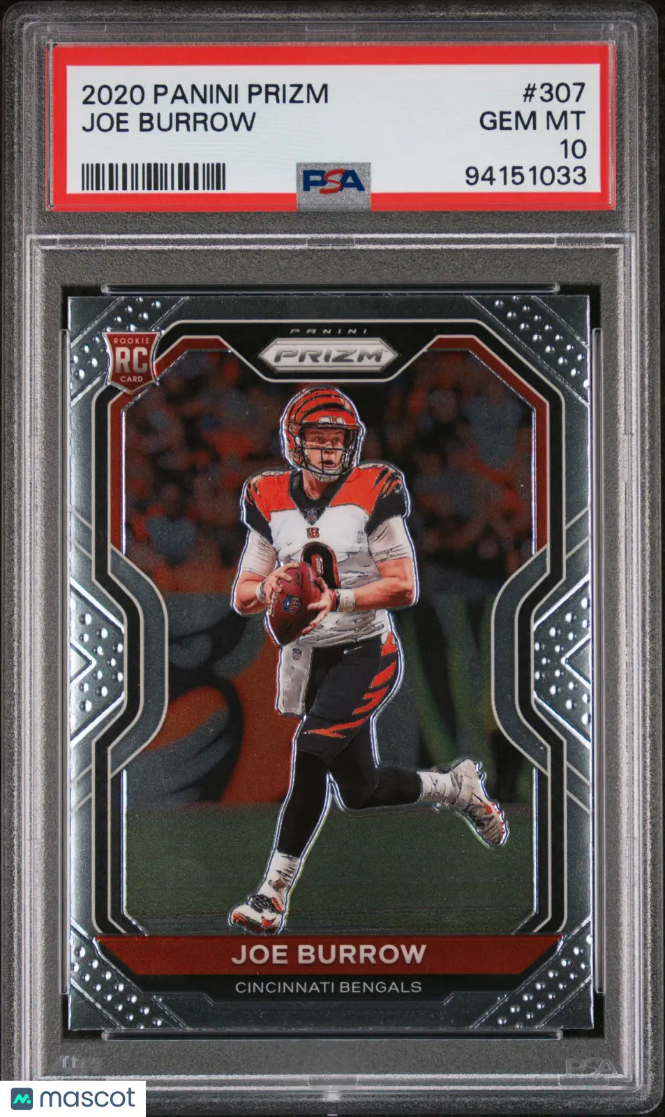 2020 Panini Prizm Football Joe Burrow Rookie Card PSA 10 Gem Mint #307 - Perfect for Collectors, Sports Memorabilia Displays & Investment