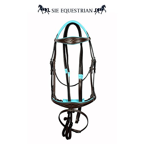Premium Teal Padded Fancy Stitch Leather Horse Show Bridle - Anatomic Design for Comfort & Performance | Perfect for Equestrian Competitions & Training
