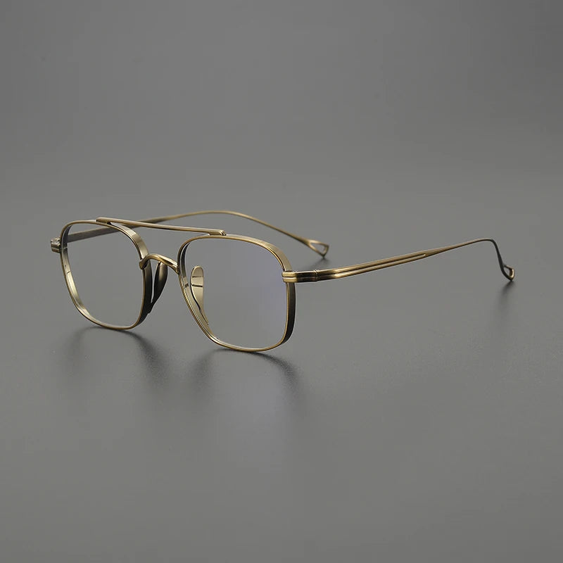 Stylish Black Unisex Titanium Square Eyeglasses with Double Bridge - K9501 | Perfect for Work, Reading & Fashion Accessories