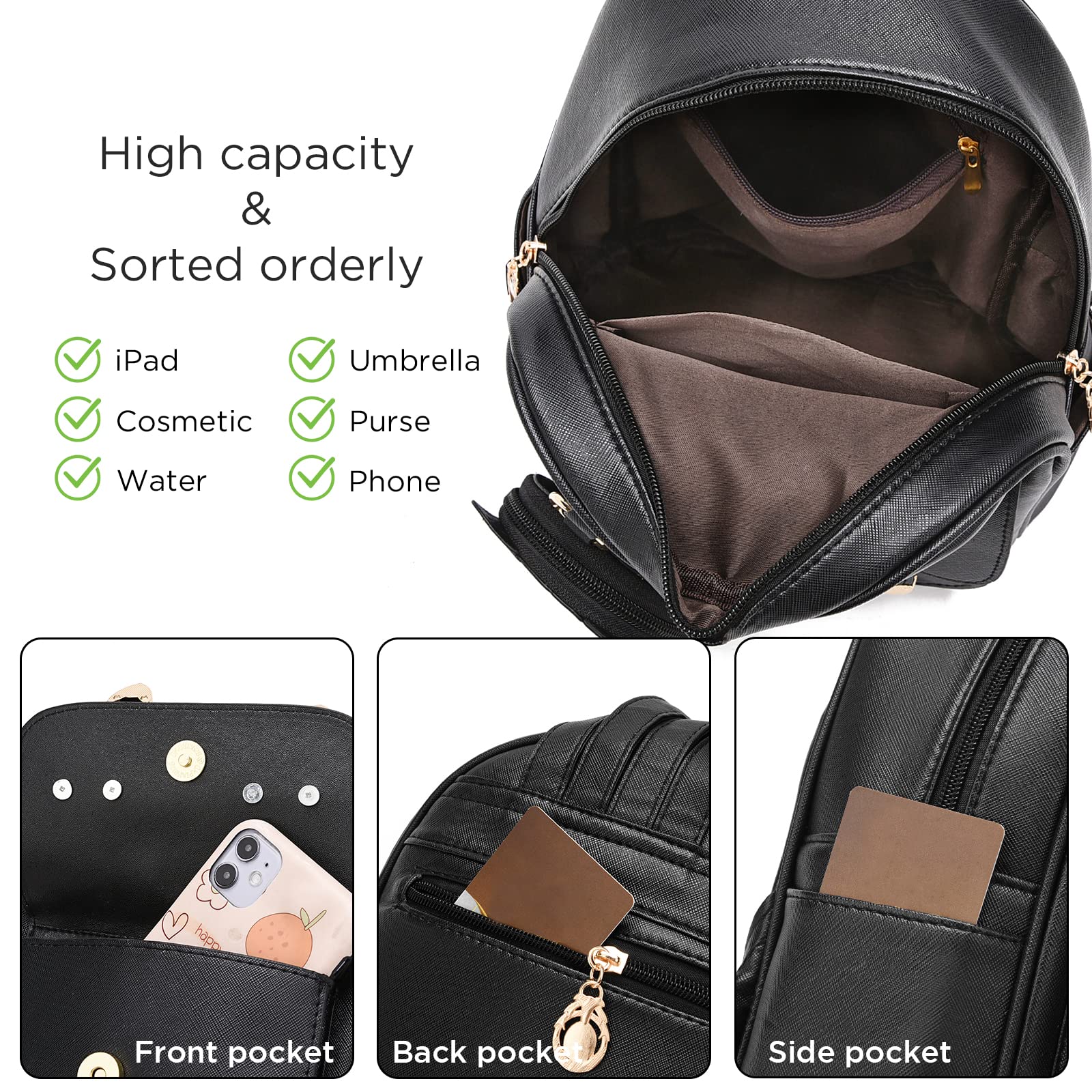IHAYNER Women's Fashion Mini Backpack - Cute Leather Small Satchel Bag with Kitty Design | Perfect for Travel, Work, School & Daily Use
