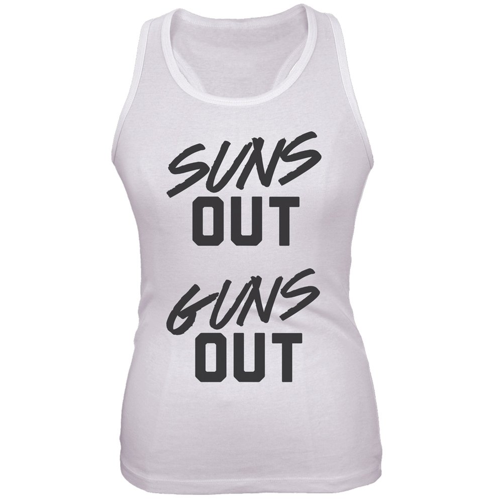 Old Glory Suns Out Guns Out Juniors Tank Top - White Small | Women's Workout, Summer Casual & Gym Wear