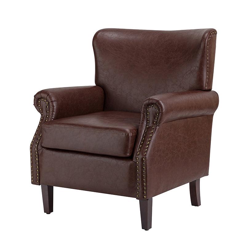 Luna Faux Leather Armchair - Modern PU Leather Accent Chair for Living Room, Bedroom & Office - Comfortable Mid-Century Style Lounge Chair with Sturdy Metal Legs