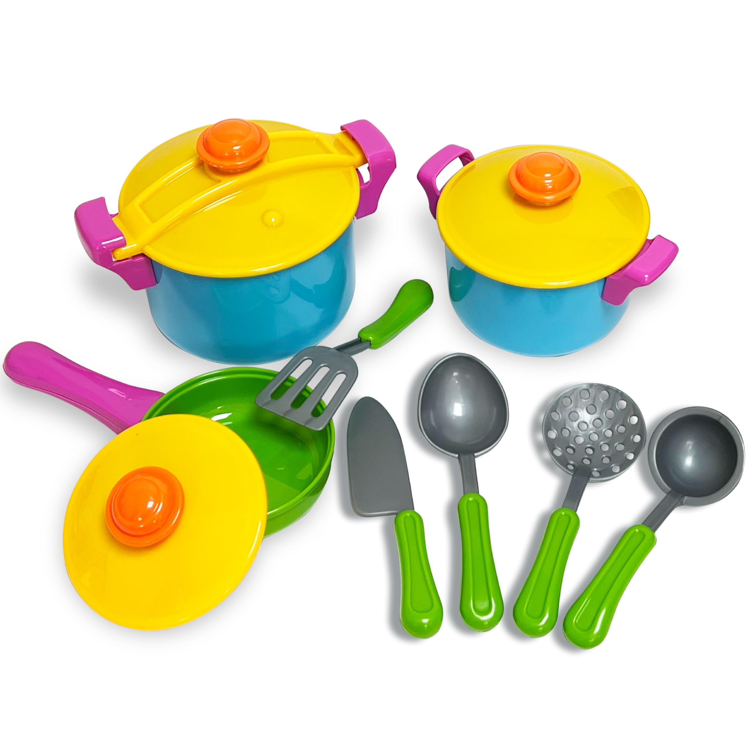 Small World Toys Kids Kitchen Playset - 11 Pcs Pretend Play Cooking Toys with Pots, Pans & Utensils for Toddlers Age 3+ | Educational Learning Gift for Boys & Girls | Perfect for Role Play, Birthday Gifts & Preschool Learning Activities