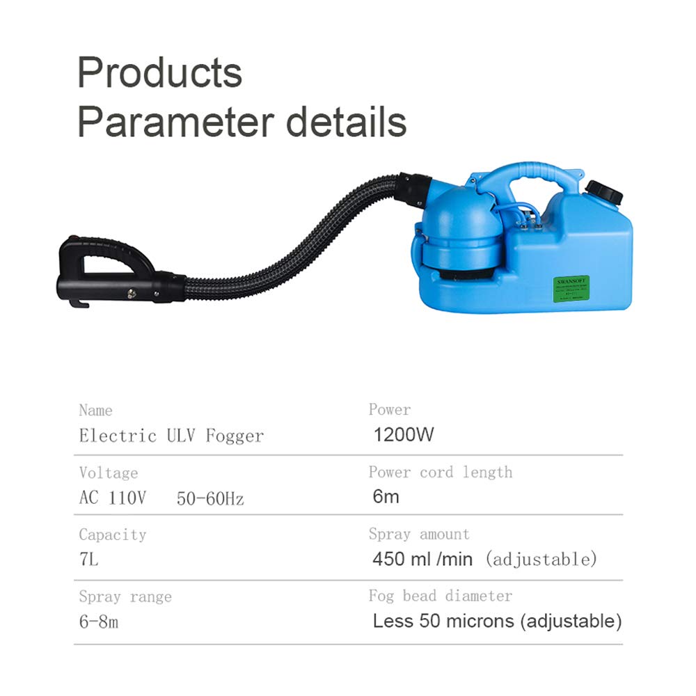 SWANSOFT 7L (1.85 Gallon) Electric ULV Fogger Machine - Portable Atomizer Sprayer for Home Indoor Use - Ideal for Disinfection, Pest Control & Humidifying