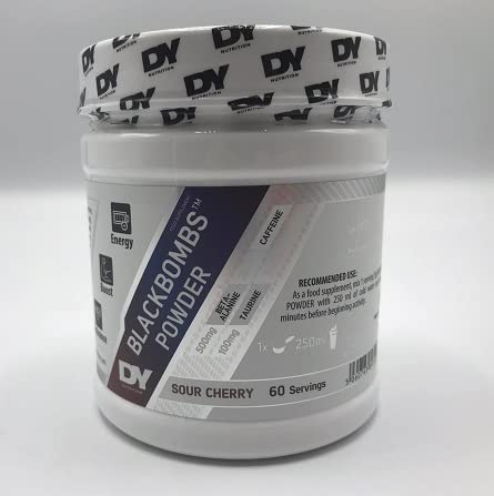 Dorian Yates Black Bombs Pre-Workout Powder - Sour Cherry Flavor 300g | Boost Energy & Focus for Intense Gym Training & Bodybuilding