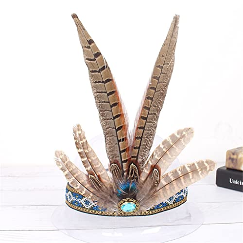 WALNUTA Feather Headbands for Women - Boho Fashion Hair Accessories with Beads & Feathers for Music Festivals, Weddings & Parties (One Size, Color A)
