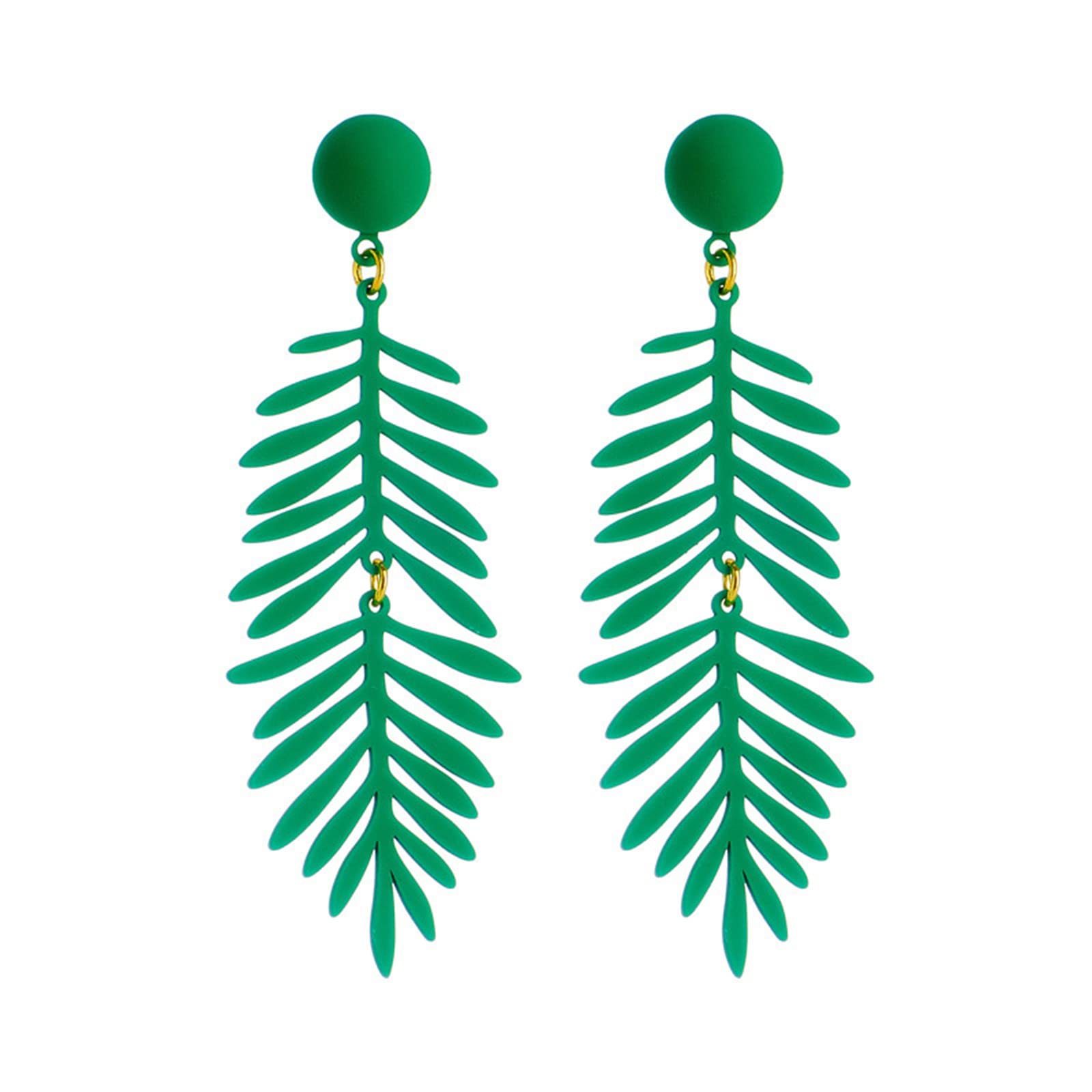 ONLYJUMP Palm Leaf Dangle Earrings for Women - Lightweight Bohemian Statement Jewelry with Hollow Tropical Leaf Design | Perfect for Summer, Beach Vacations, and Boho Fashion Outfits