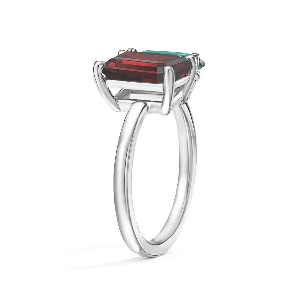 Personalized Garnet Birthstone Ring for Couples - Custom Toi et Moi Anniversary Ring for Her - Romantic Gift for Valentine's Day, Engagement or Wedding Anniversary (Perfect for February Birthdays)
