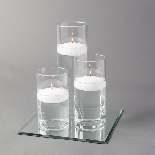 Eastland 48-Piece Square Mirror & Cylinder Vases Centerpiece Set with Richland Floating Candles - 10